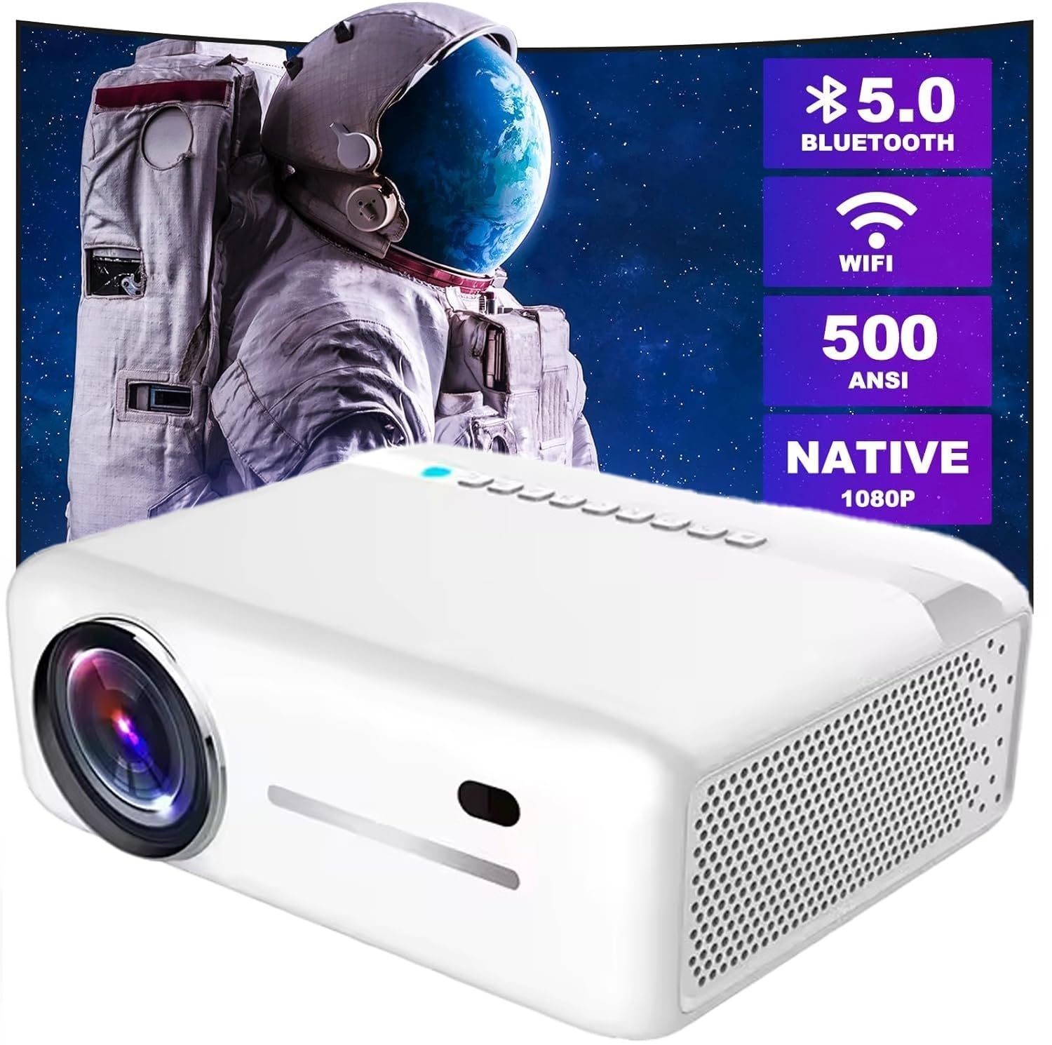 TOPTRO MegaPix Projector for Home 4K Support, Native Full HD Projector 7000 Lumen 6D Keystone Android WiFi Bluetooth YouTube Netflix Primevideo Hotstar & Other Apps Portable Projector 200inch Screen