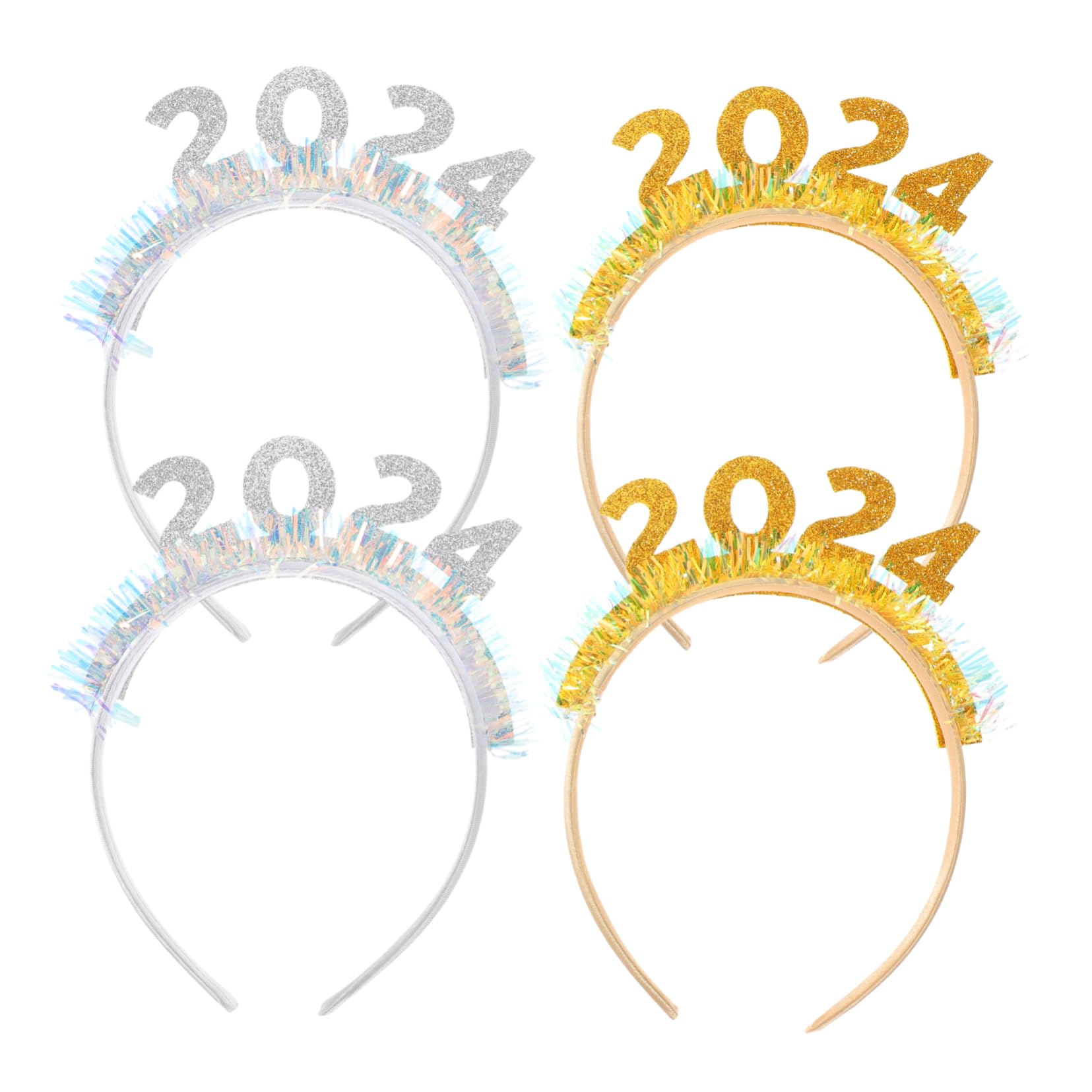 PRETYZOOM4pcs Headband Hair Tie Hair Bands Tiara Gift Hair Accessories Head Band New Year Party Headwear New Year Party Props Party Hair Clasp Hair Ring Child Rain Ribbon Glitter Powder