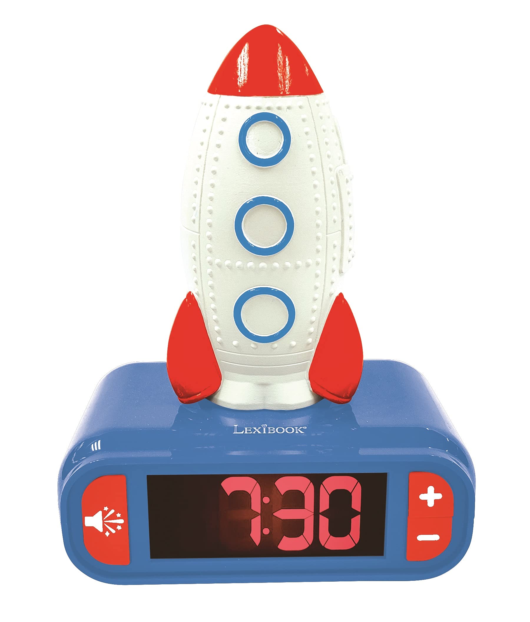 Lexibook - Rocket Digital Alarm Clock for kids with Night Light Snooze, Childrens Clock, Luminous Rocket, Blue colour - RL800SPC