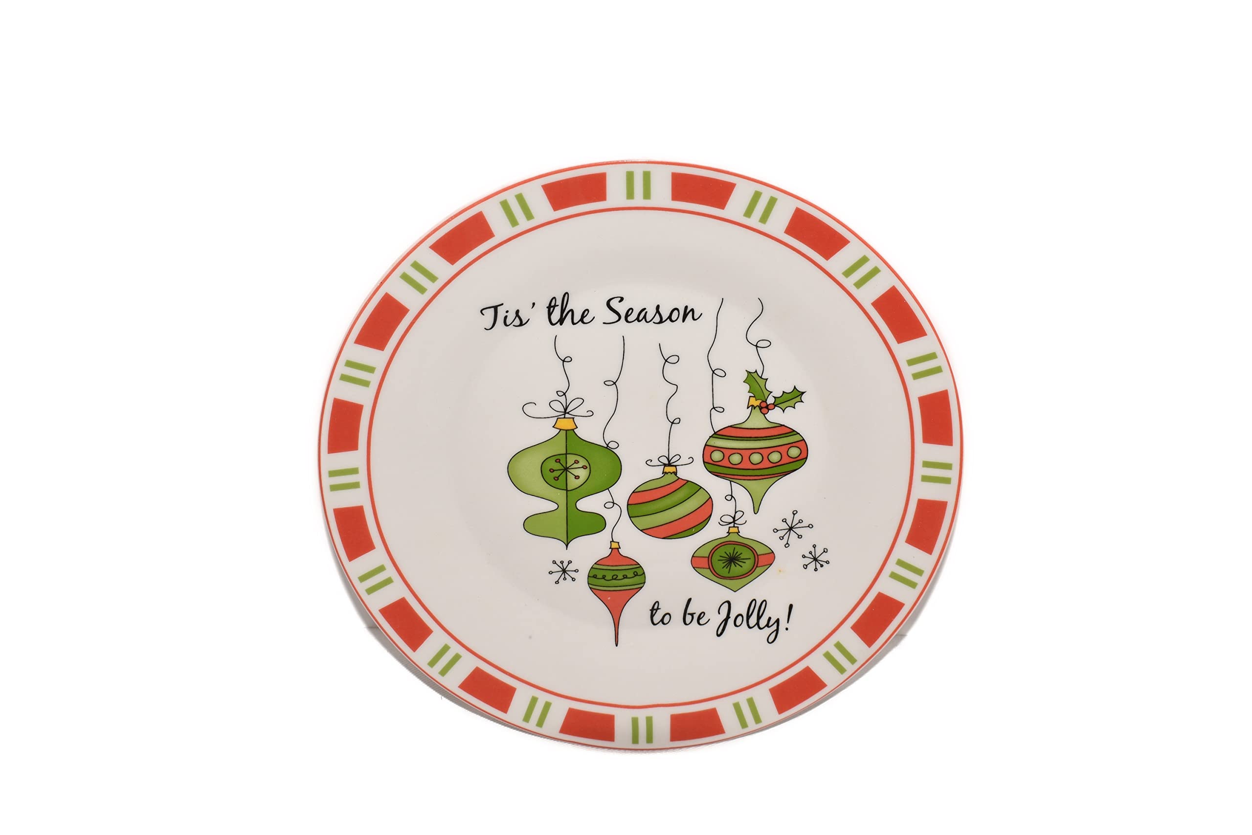 8" Tis' the Season To Be Jolly Holiday Ornaments Pier1 Decorative Salad Plate