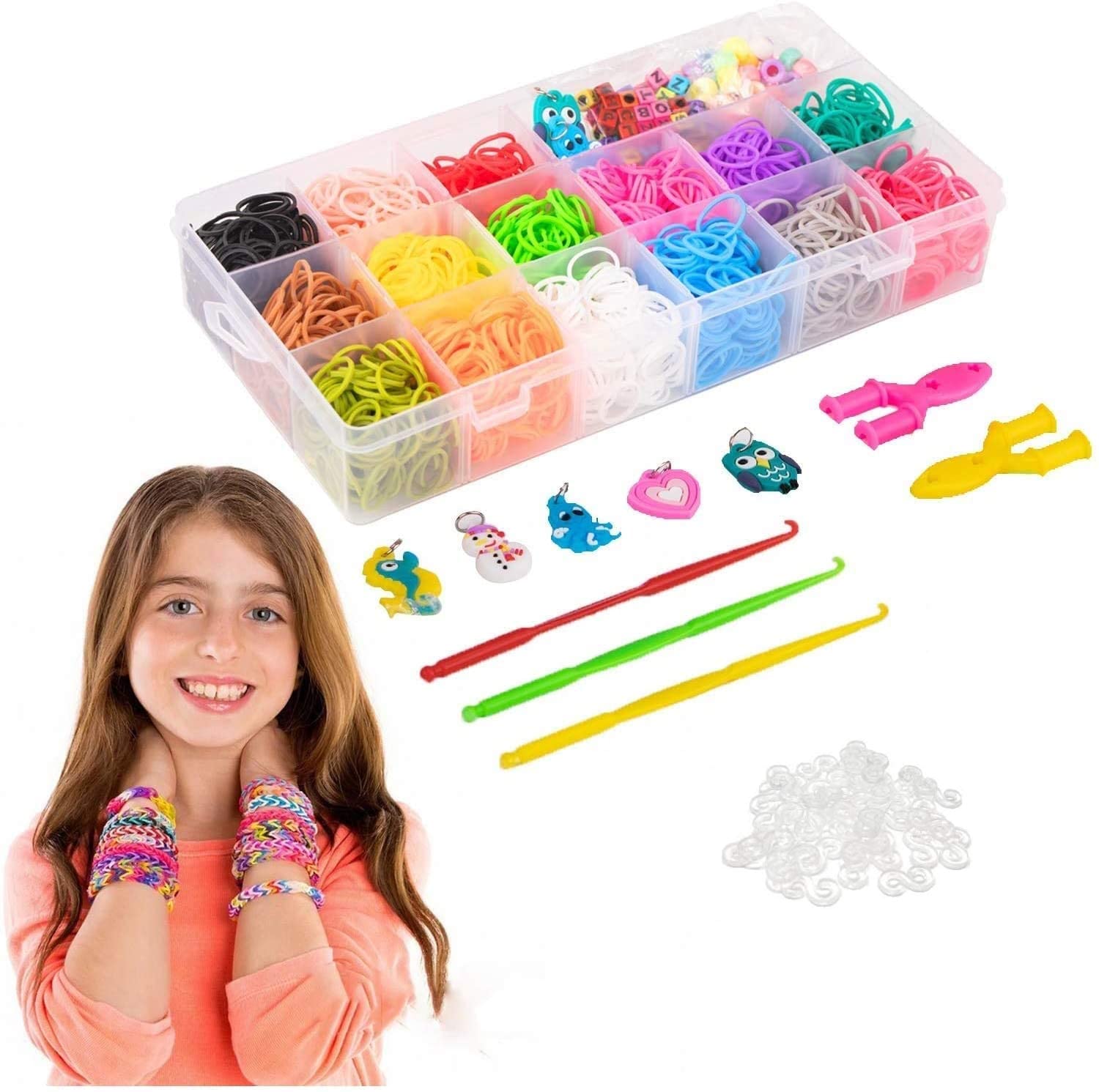 Qwick Click 3800 + Multi-Color Rubber Bands Refills Set Bracelet Making Kits Loom Bands Kit Loom Included for Kids Bracelet Weaving DIY Crafting