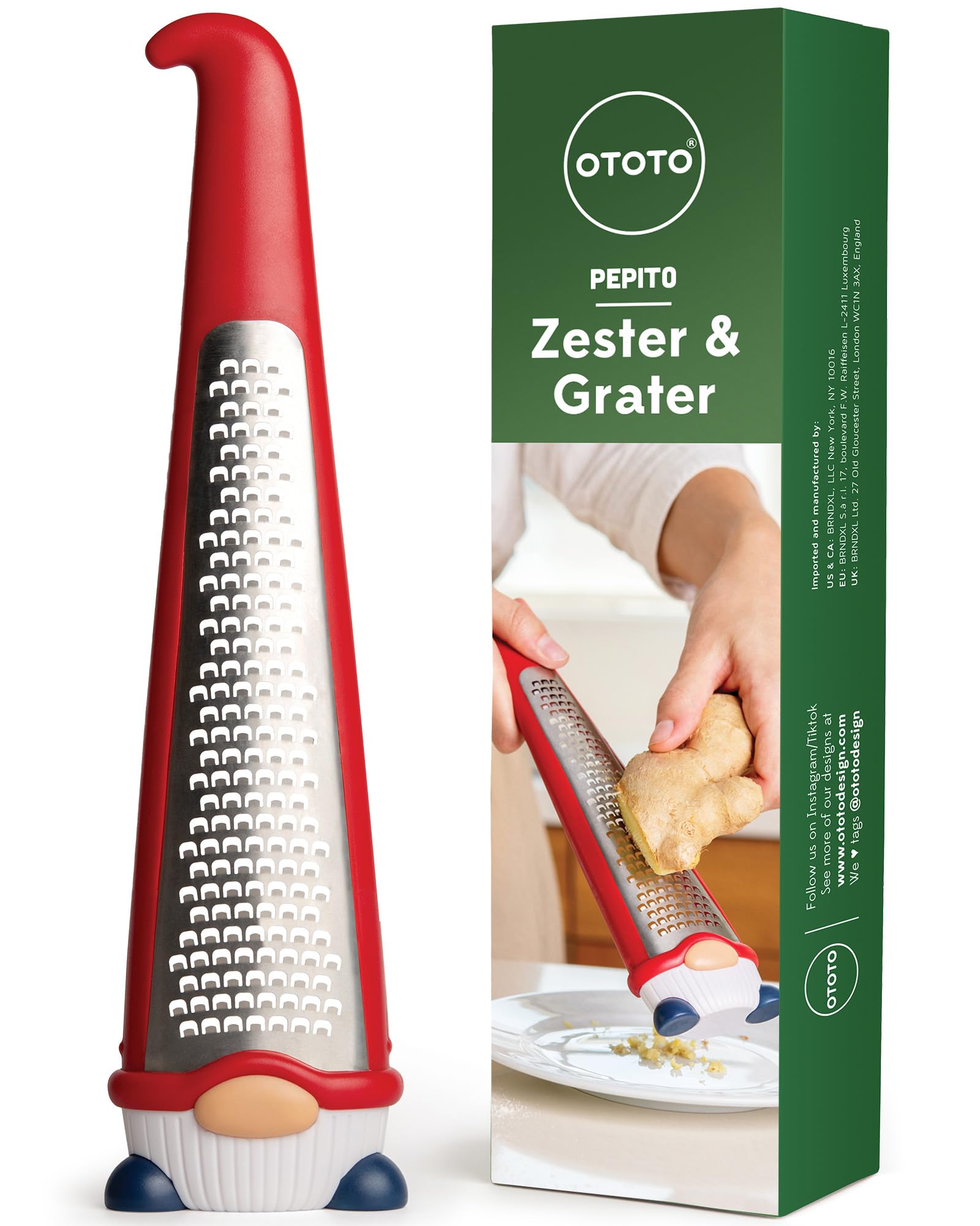 NEW!! OTOTO Pepito Zester Grater - Gnomes Cheese Grater, Gnome Gifts, Parmesan Cheese Graters for Kitchen, Garlic Grater, Citrus Lemon Zester, Cute Kitchen Accessories Unique Gadgets, Mushroom Gifts