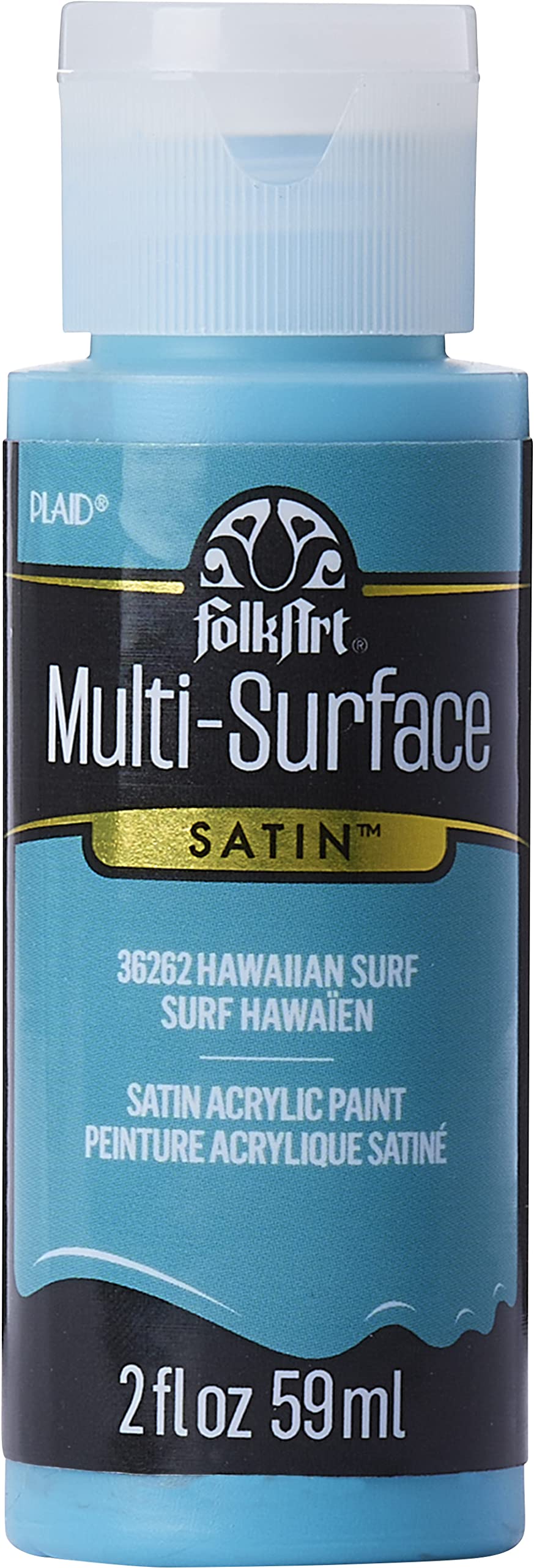 FolkArt Multi-Surface Acrylic Craft Paint, Hawaiian Surf 2 fl oz Premium Multi-Surface Satin Finish Paint, Perfect For Easy To Apply DIY Arts And Crafts, 36262