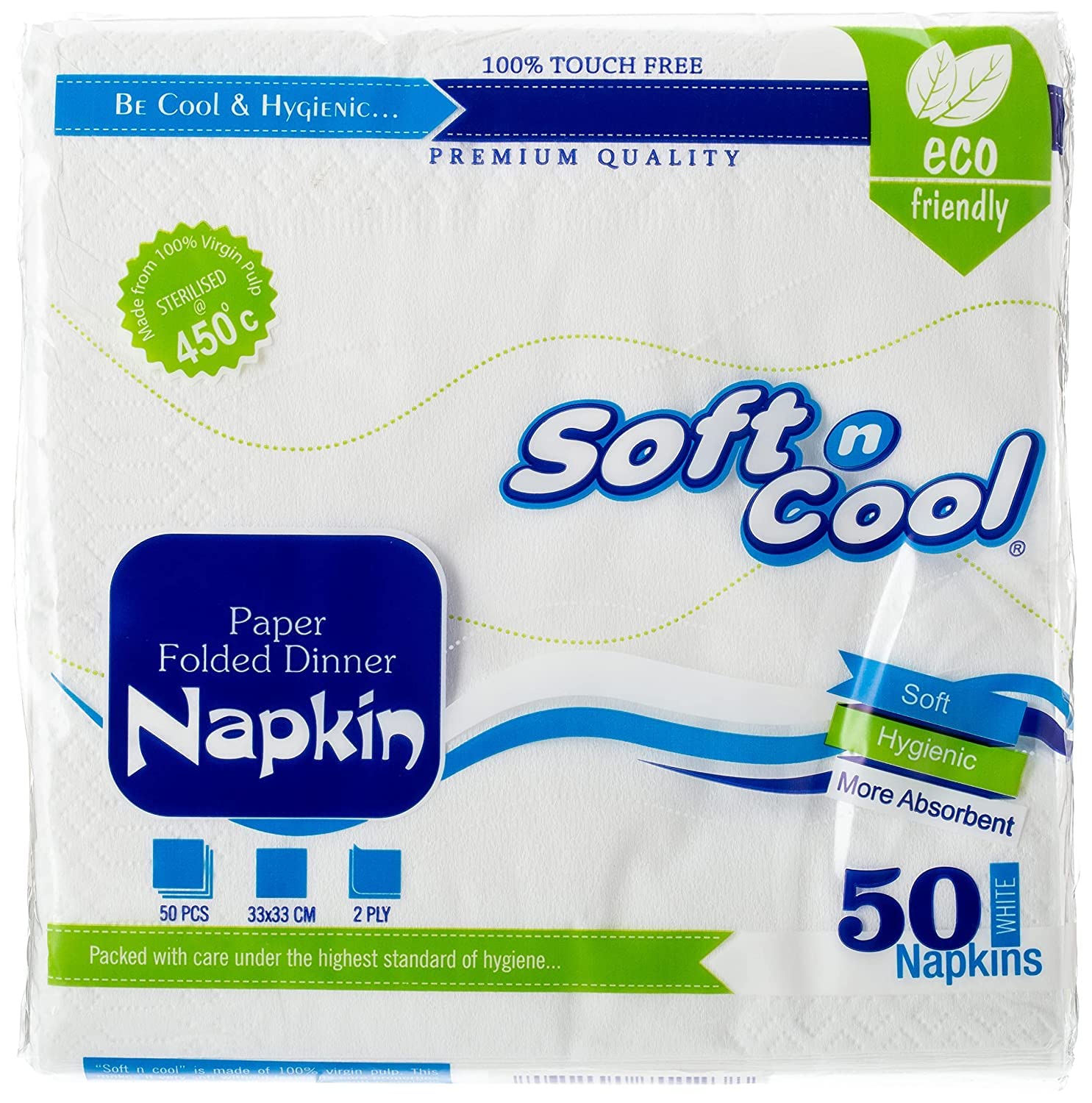 Soft N Cool Paper Tissue Napkin - 33 x 33cm - 50 Pcs