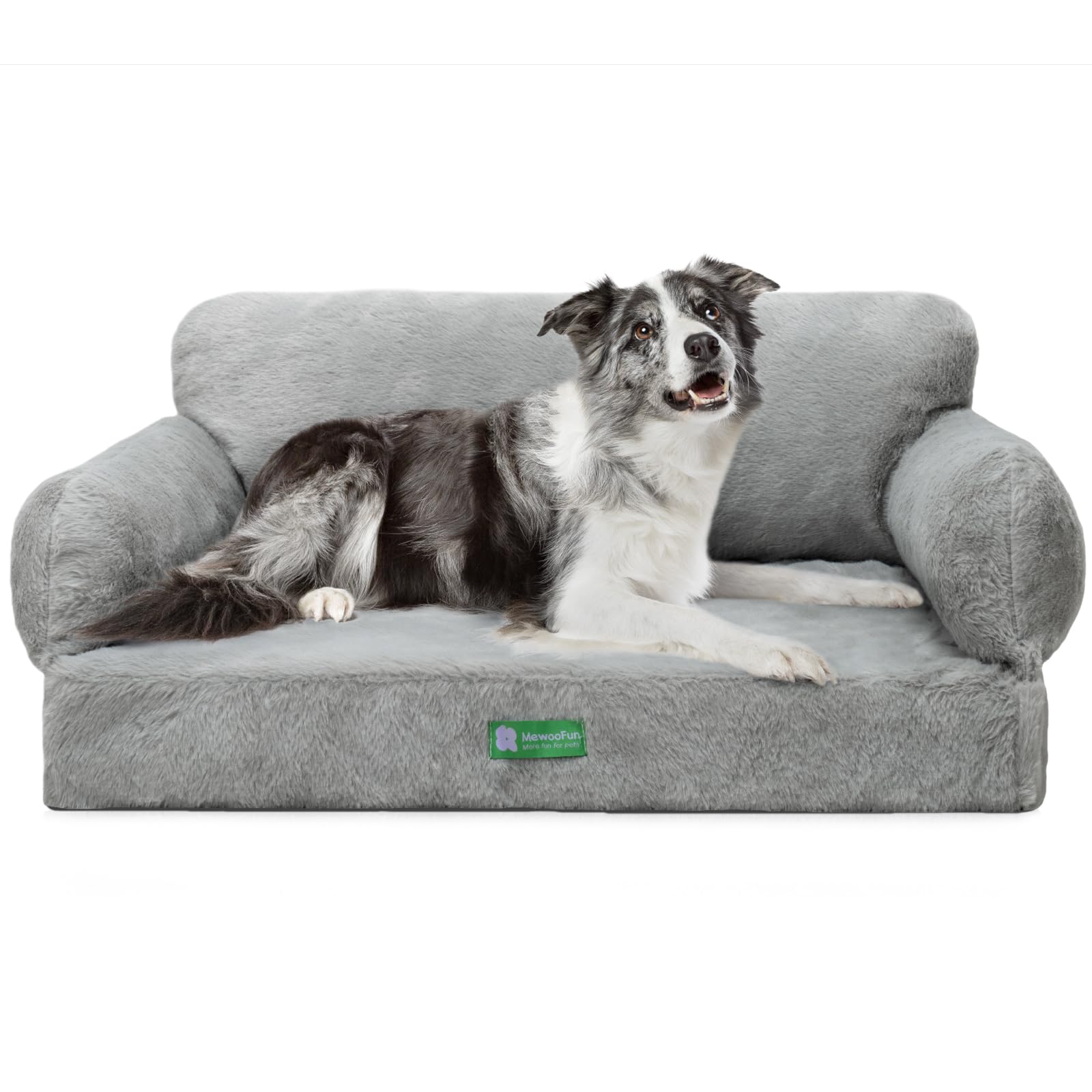 MEWOOFUN34.6" Orthopedic Dog Sofa Bed for Medium Dogs, Dog Couch Egg- Foam Dog Couch Dog Sofa Bed with Removable Washable Cover and Non-Slip Bottom (Large, Grey)