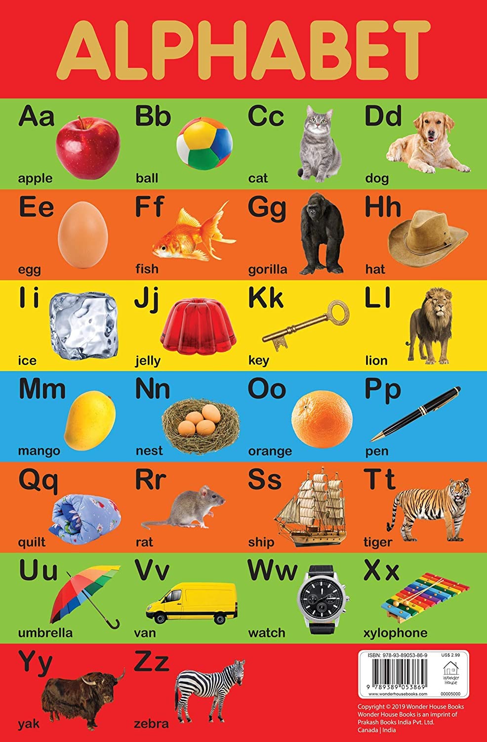 Wonder House Books Alphabet Chart - Early Learning Educational Chart For Kids: Perfect For Homeschooling, Kindergarten and Nursery Students (11.5 Inches X 17.5 Inches)