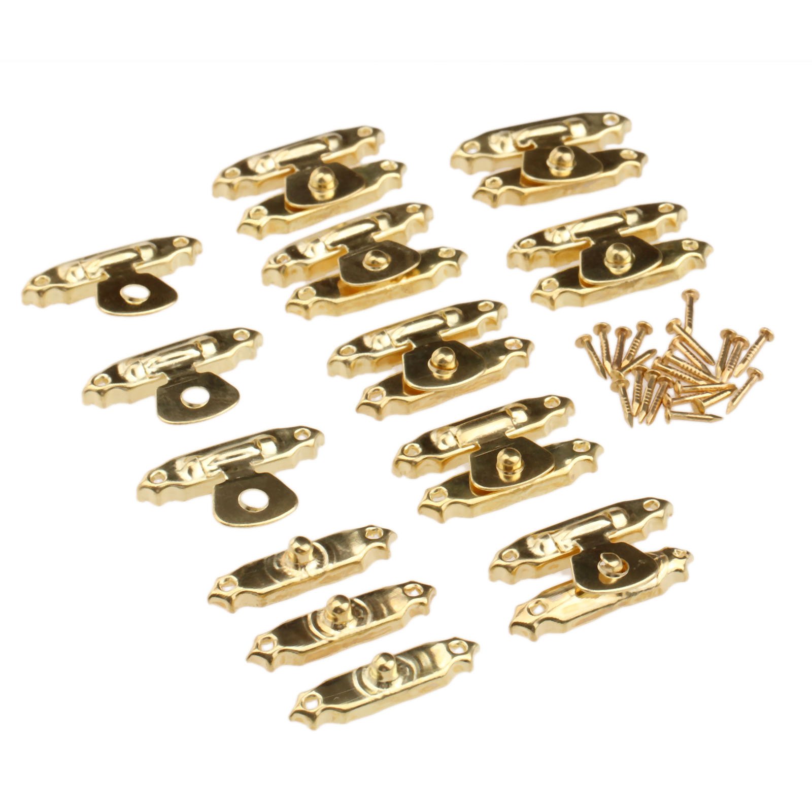 dophee10Pcs 26 * 15mm Gold Vintage Mini Hasp Latches Gift Chests for Jewelry Gift Box Wooden Case Decoration