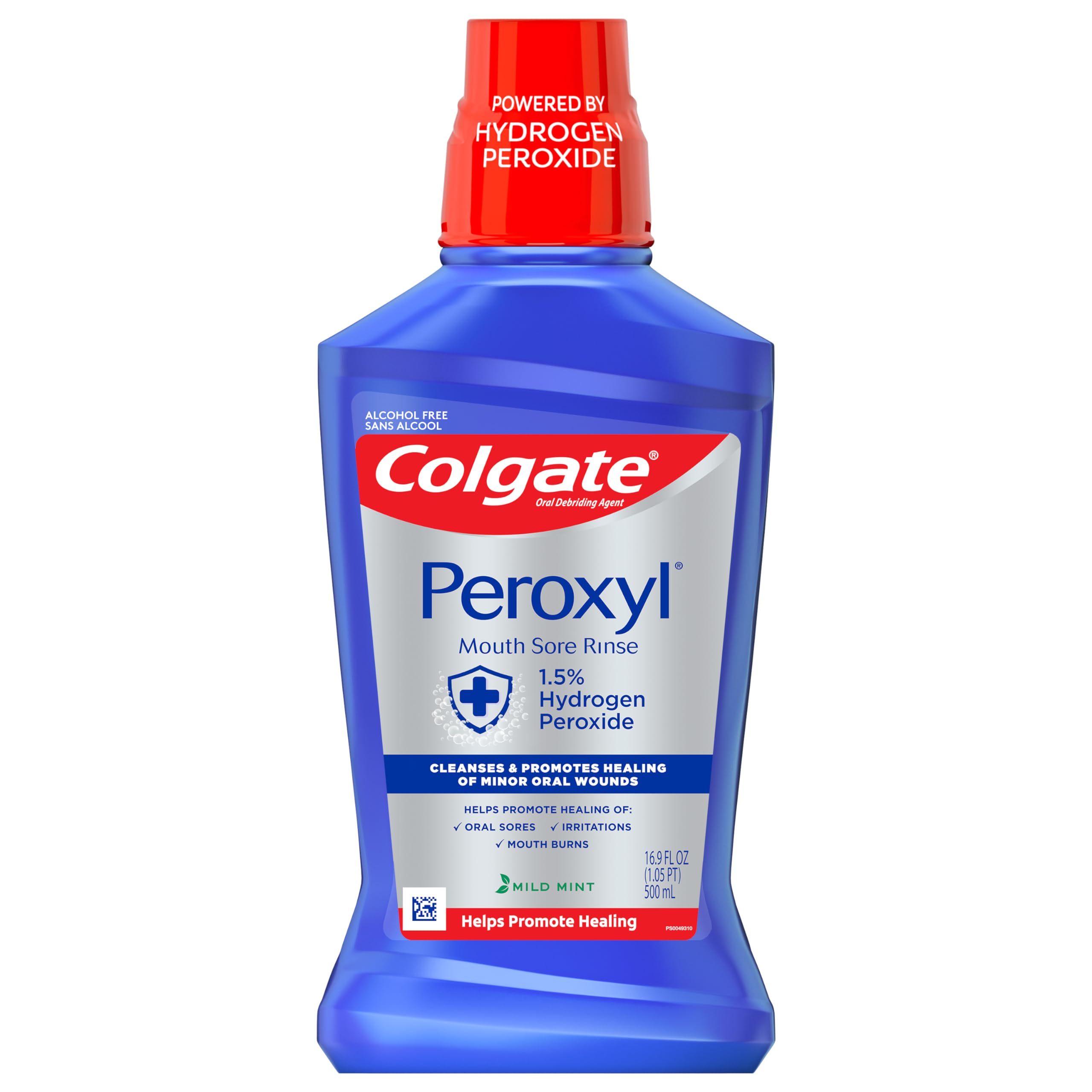 ColgatePeroxyl Antiseptic Mouthwash and Mouth Sore Rinse, 1.5% Hydrogen Peroxide, Mild Mint - 500ml, 16.9 Fluid Ounces