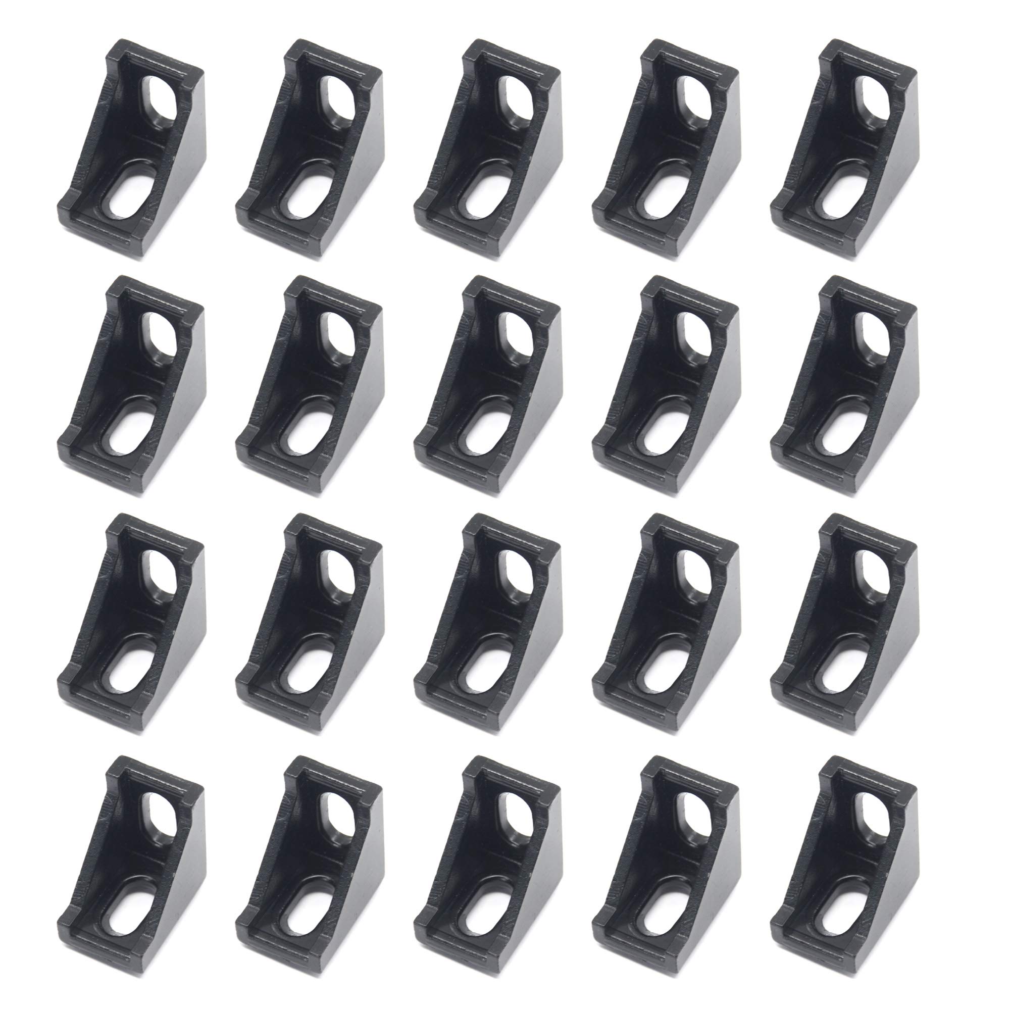 Befenybay 20PCS Extruded Aluminum Profile 2028 Corner Bracket Right Angle for 6mm Slot Aluminum Extrusion Profile 2020 Series (2028-Black-20)