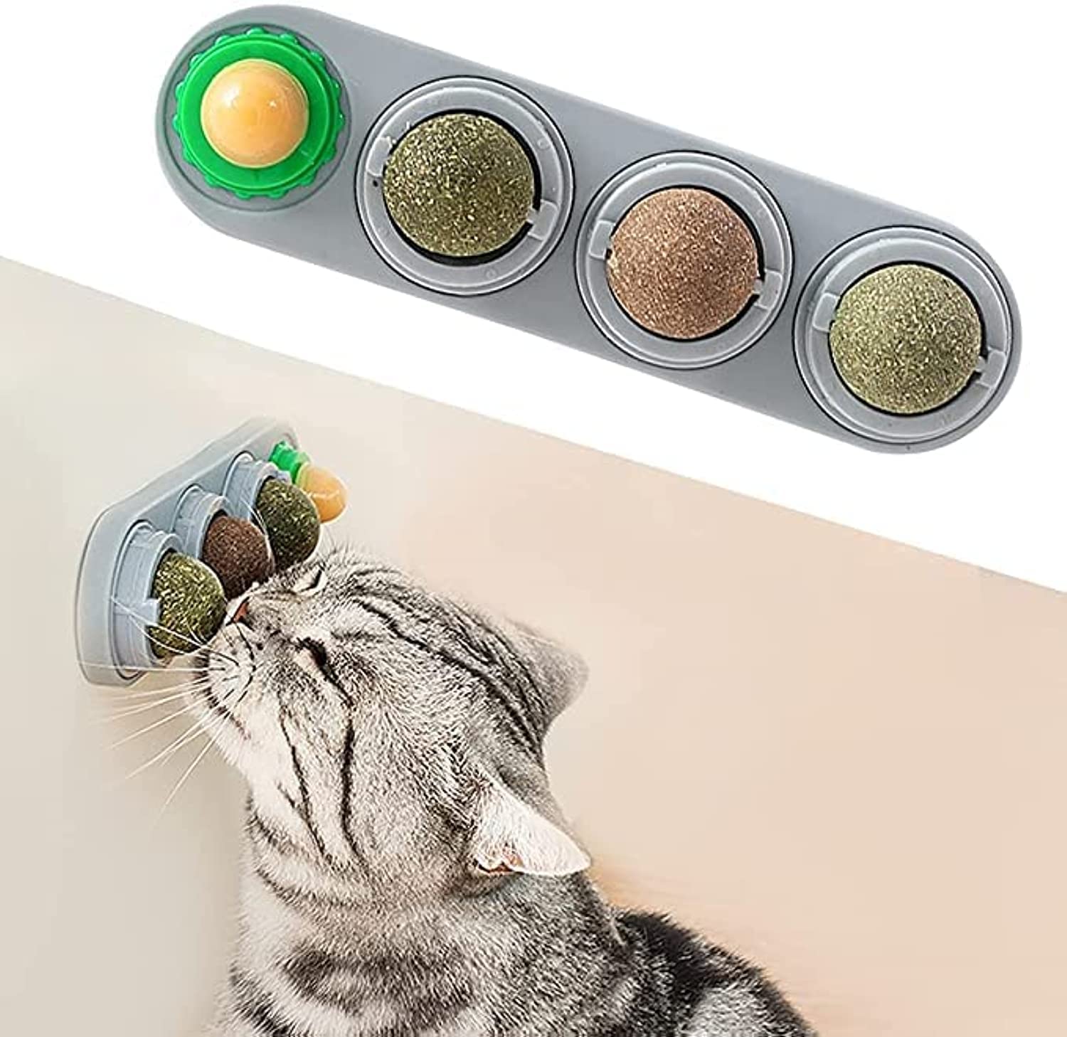 WegoodCatnip Wall Toys, Detachable Silvervine Balls, Edible Kitty Toys for Cats Lick, Safe Healthy Kitten Chew Toys, Teeth Cleaning Dental Cat Ball Toy, Cat Wall Treats