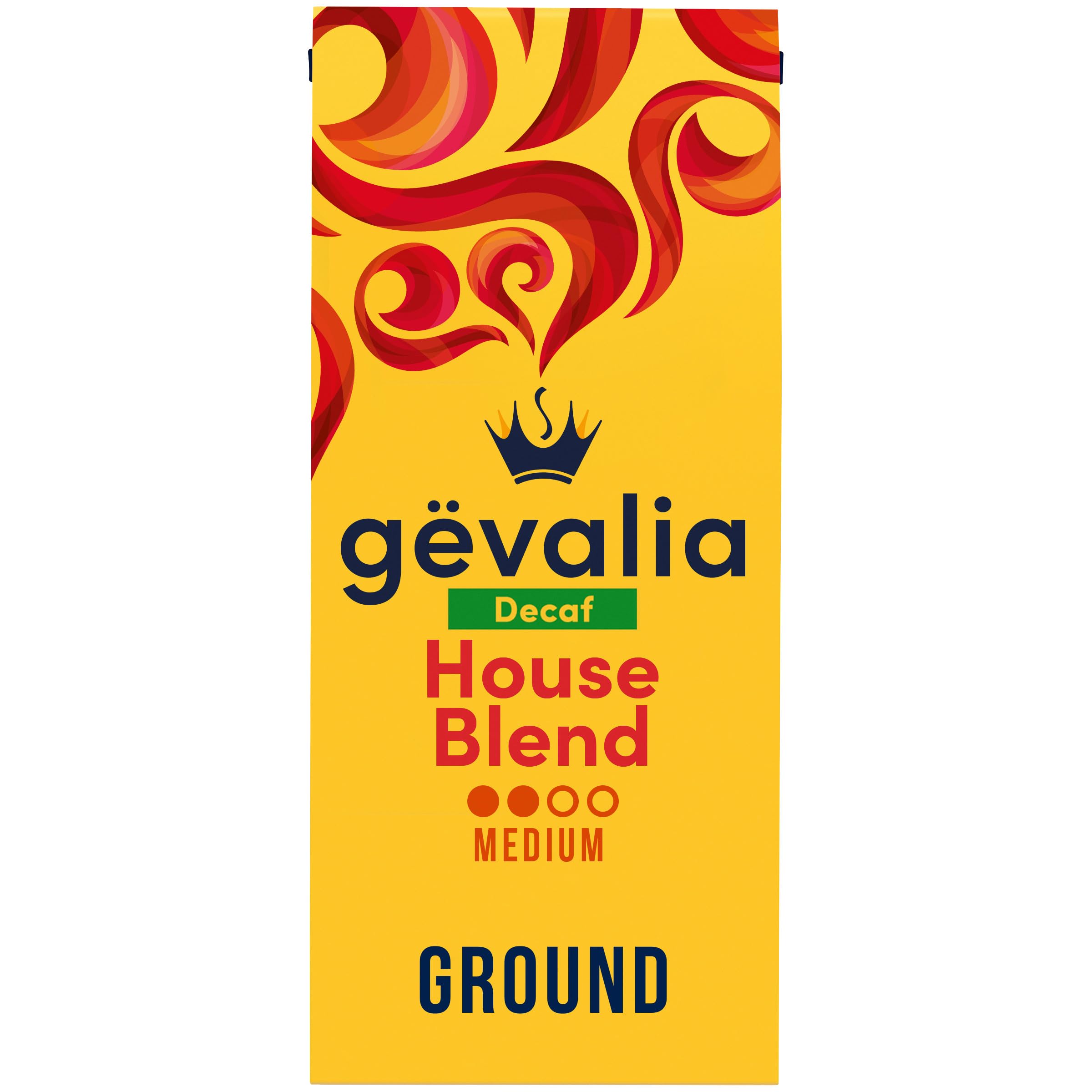 Gevalia House Blend Decaf Medium Roast Ground Coffee, 12 oz Bag