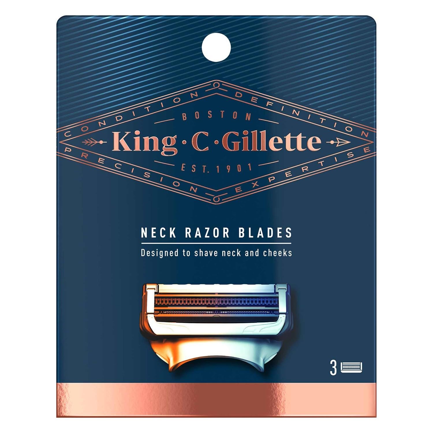 King C. Gillette Men’s Neck Shaving Razor Blades Pack of 3 Refills with Skinguard and Gillette’s Best and Sharpest Stainless Steel Platinum Coated Blades