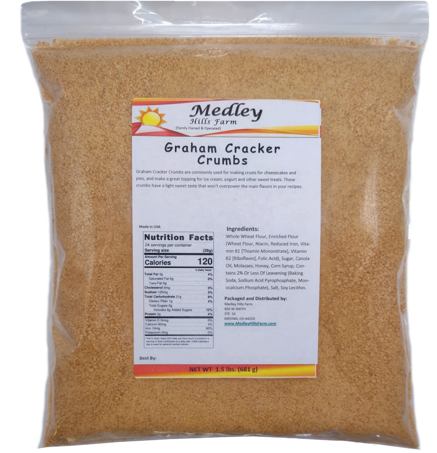 Medley Hills FarmGraham cracker crumbs - in Resealable Bag - 1.5 lbs