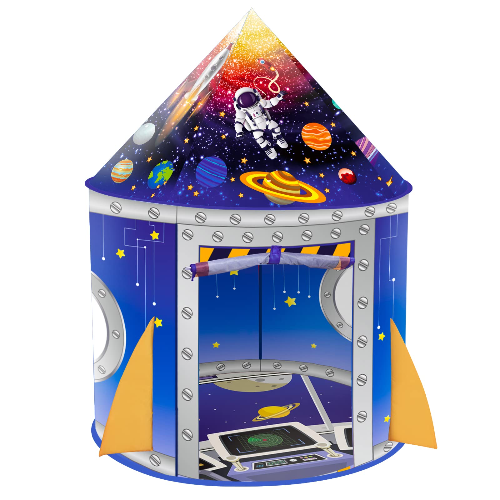 Nicecastle Play Tent for Kids, Large Rocket Ship Playhouse, Spaceship Indoor Outdoor Game Tent for Children Toddler Baby, Age 3-7 years for Space Enthusiasts