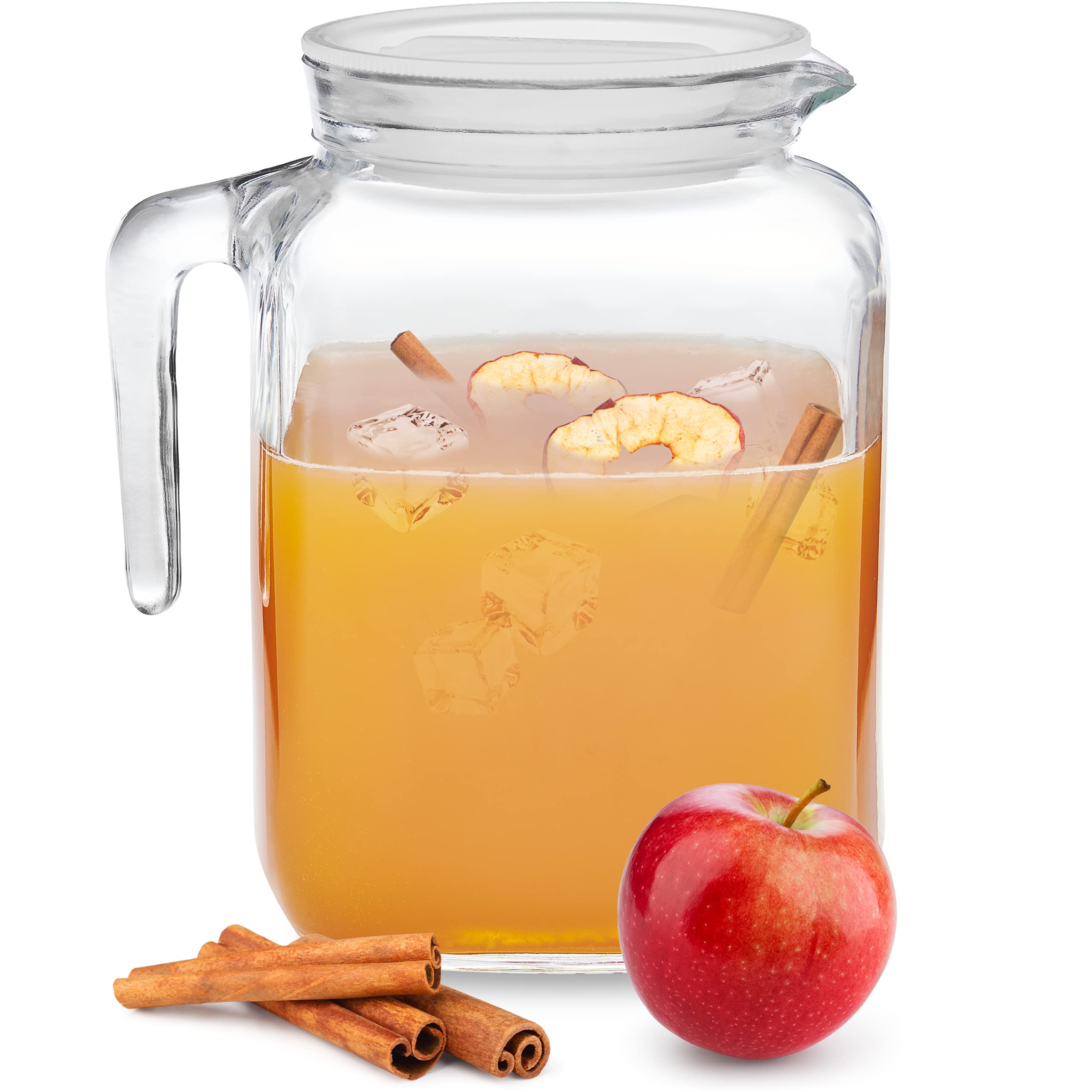 Bormioli Rocco Hermetic Seal Pitcher With Lid and Spout [68 Ounce] for Homemade Juice & Iced Tea or for Glass Milk Bottles, Clear