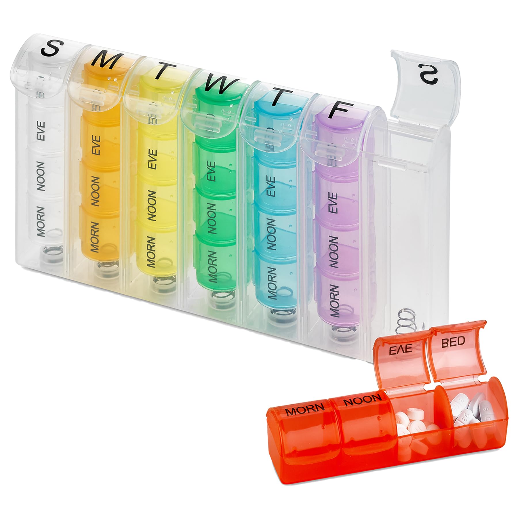 MEDcaPop-Up Weekly Pill Organizer, Single Box and 4 Daily Compartments