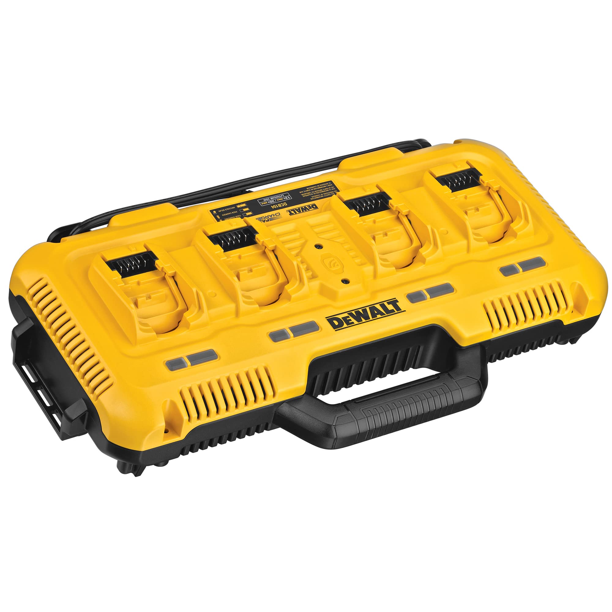 DEWALT20V MAX* Charger, 4-Port, Rapid Charge (DCB104) , Black/Yellow