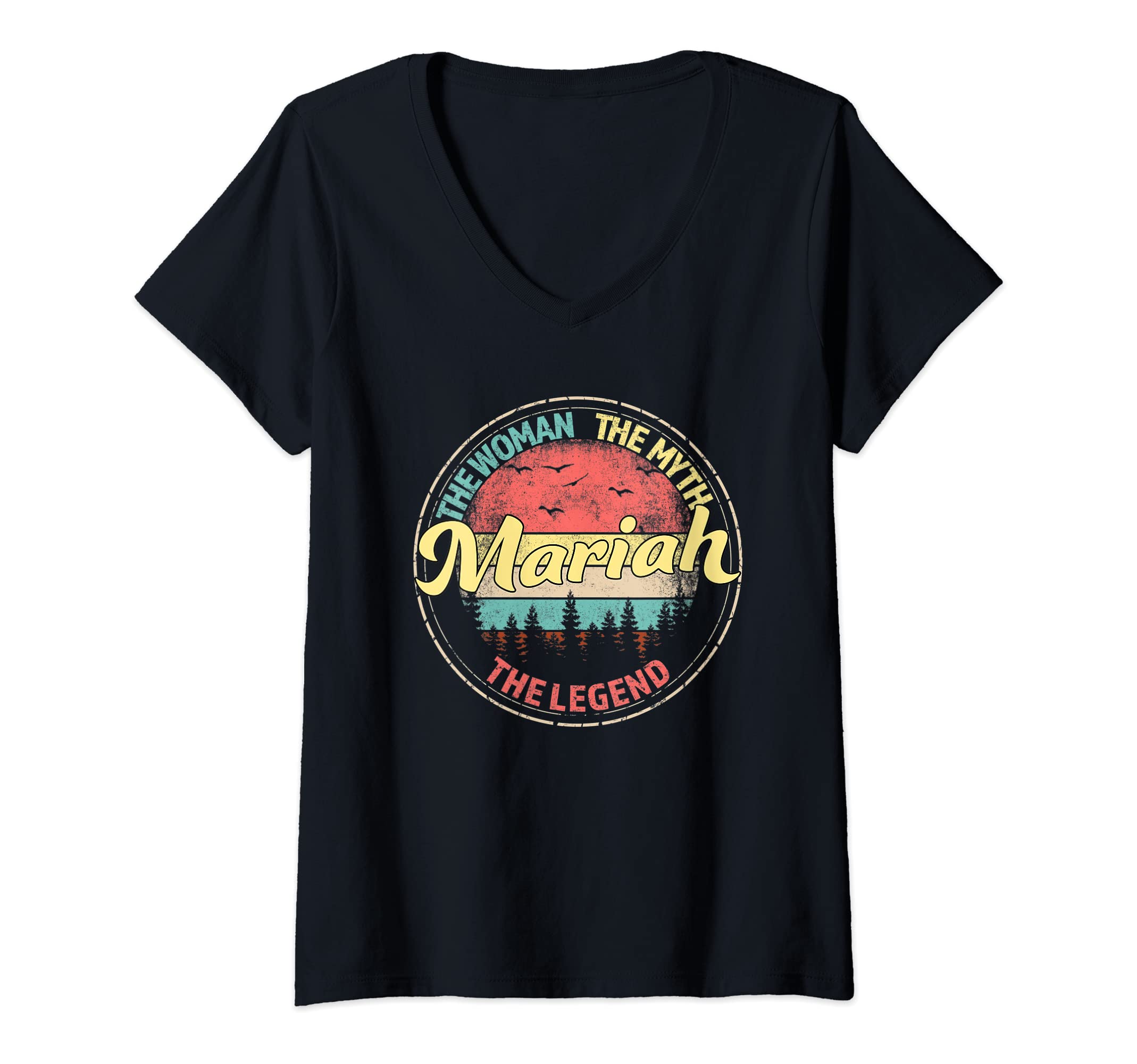 Visit Our Legendary Store With Custom Name ApparelWomens Mariah The Woman The Myth The Legend Personalized Name V-Neck T-Shirt