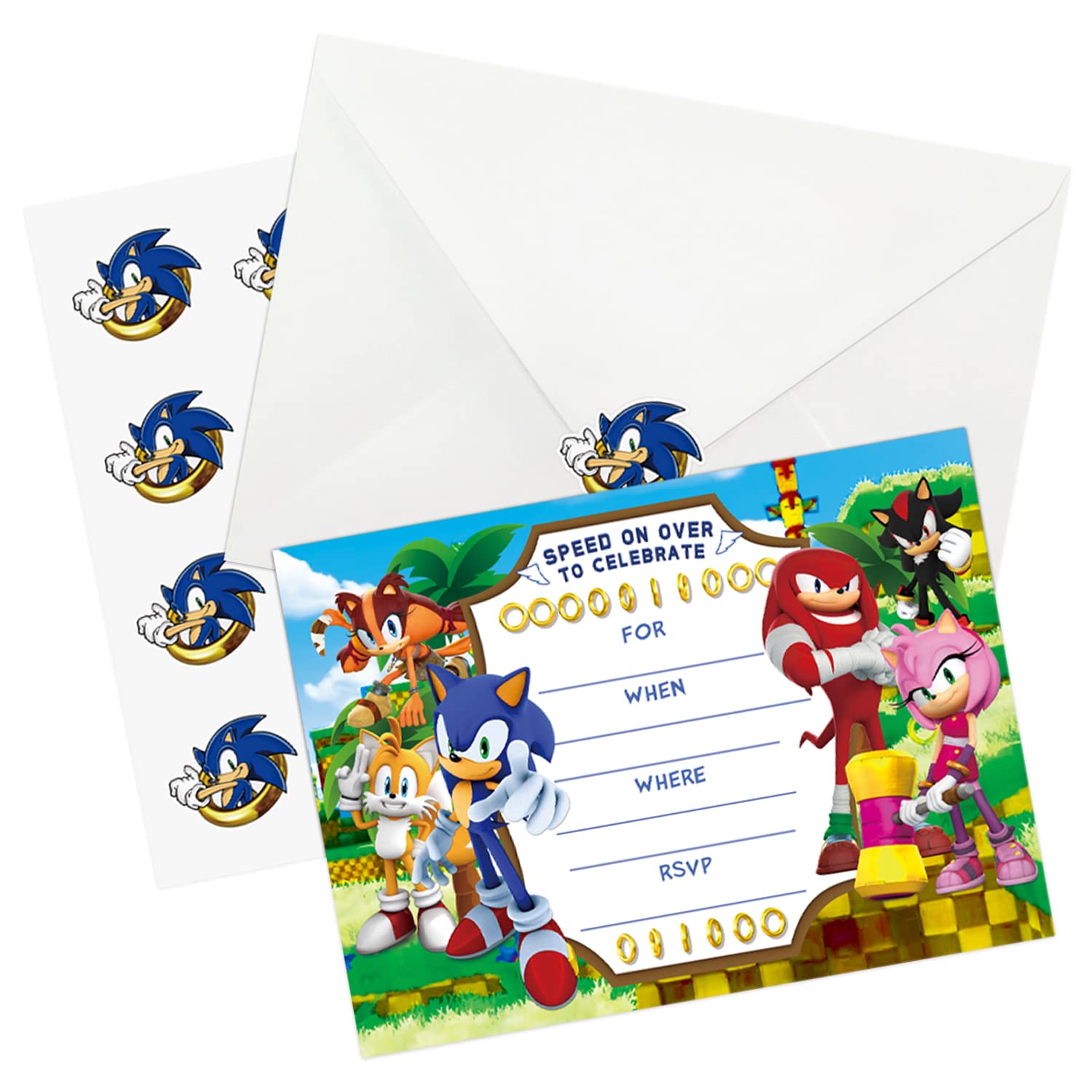 BEST HOPE 20 Sonic Invitations Boys Invitation Cards Video Game Party Supplies Birthday Invites for Boy