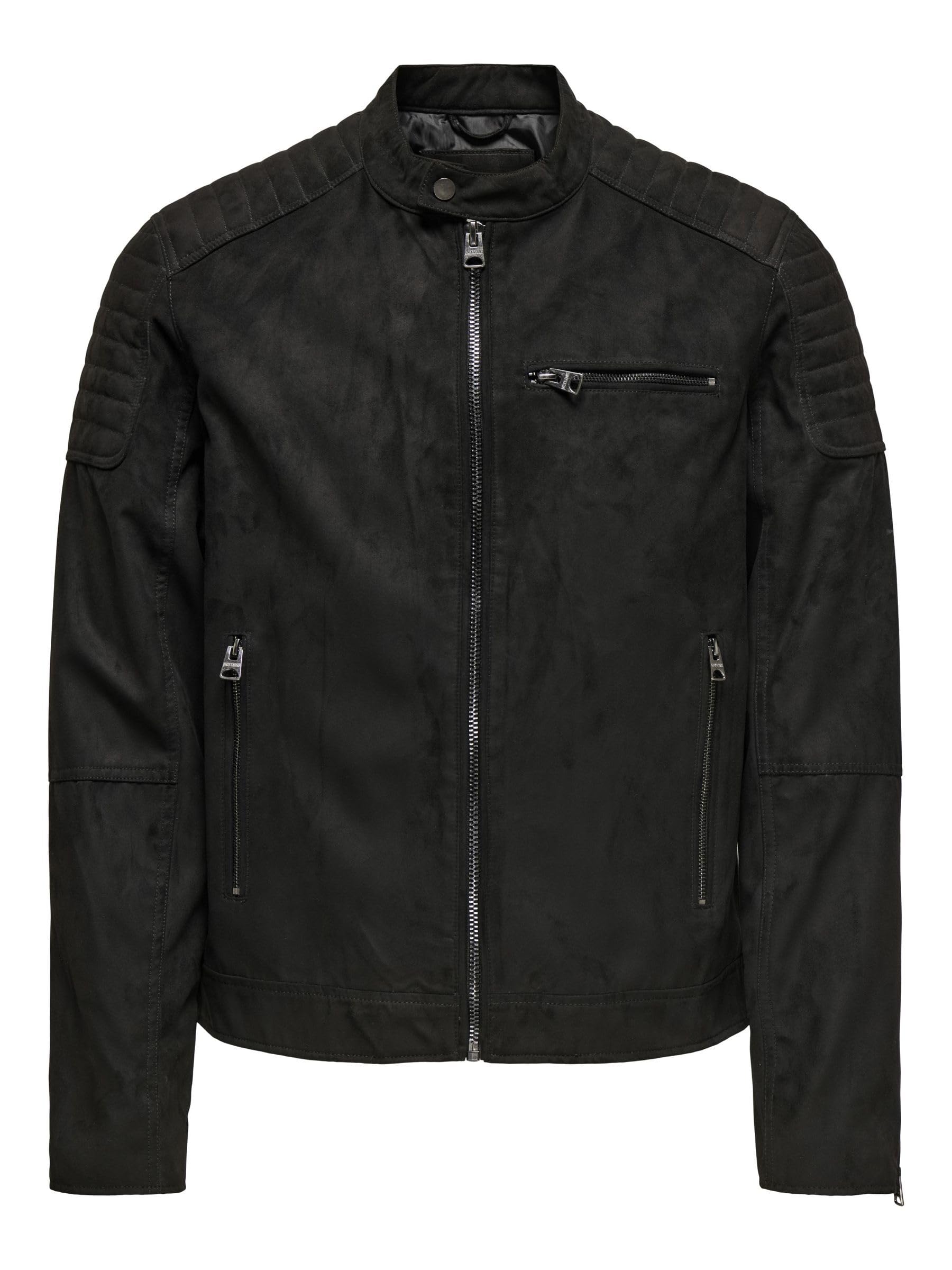 Only & SonsMen's Onsgus Faux Suede Racer Jacket OTW Biker