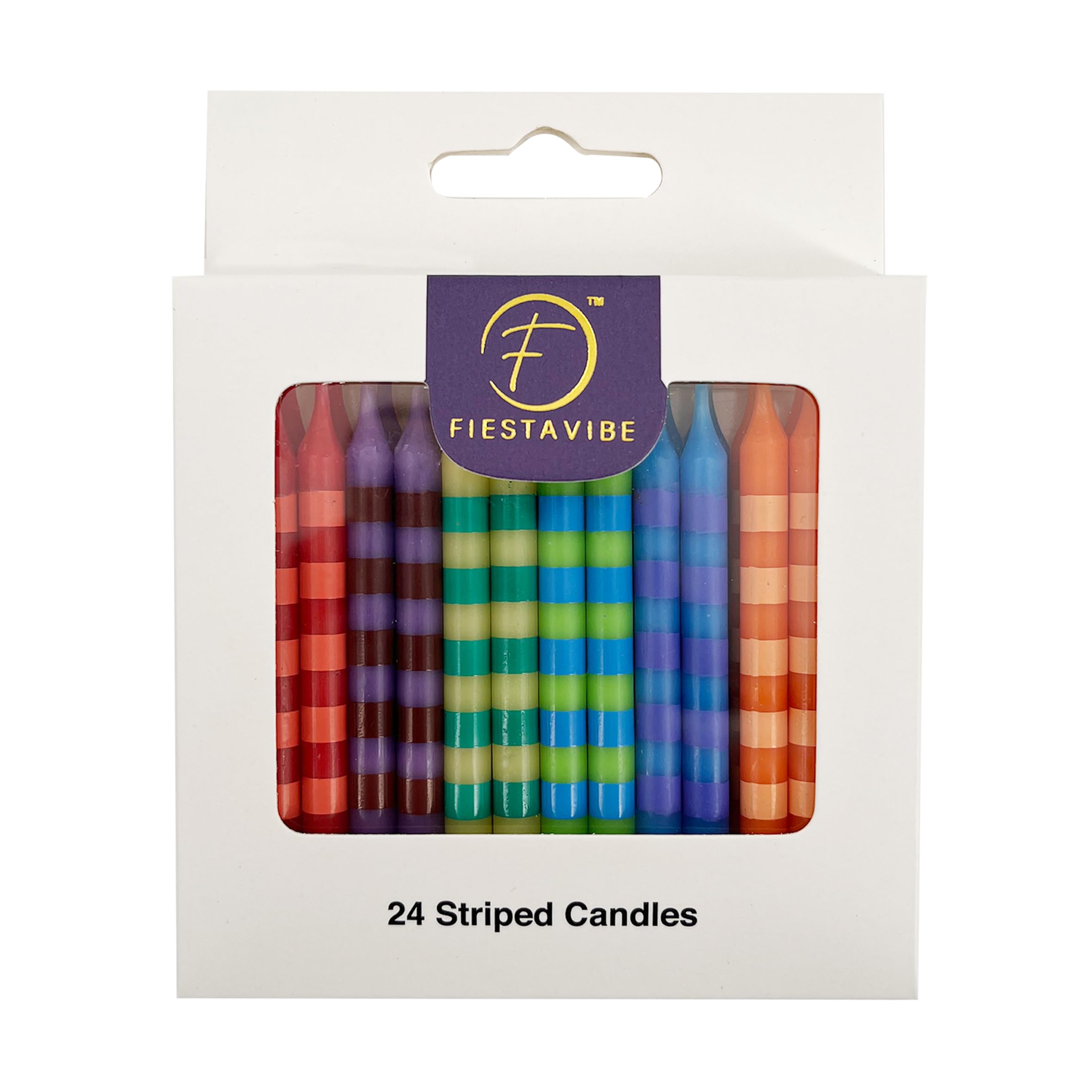 24 Striped Candles Assorted