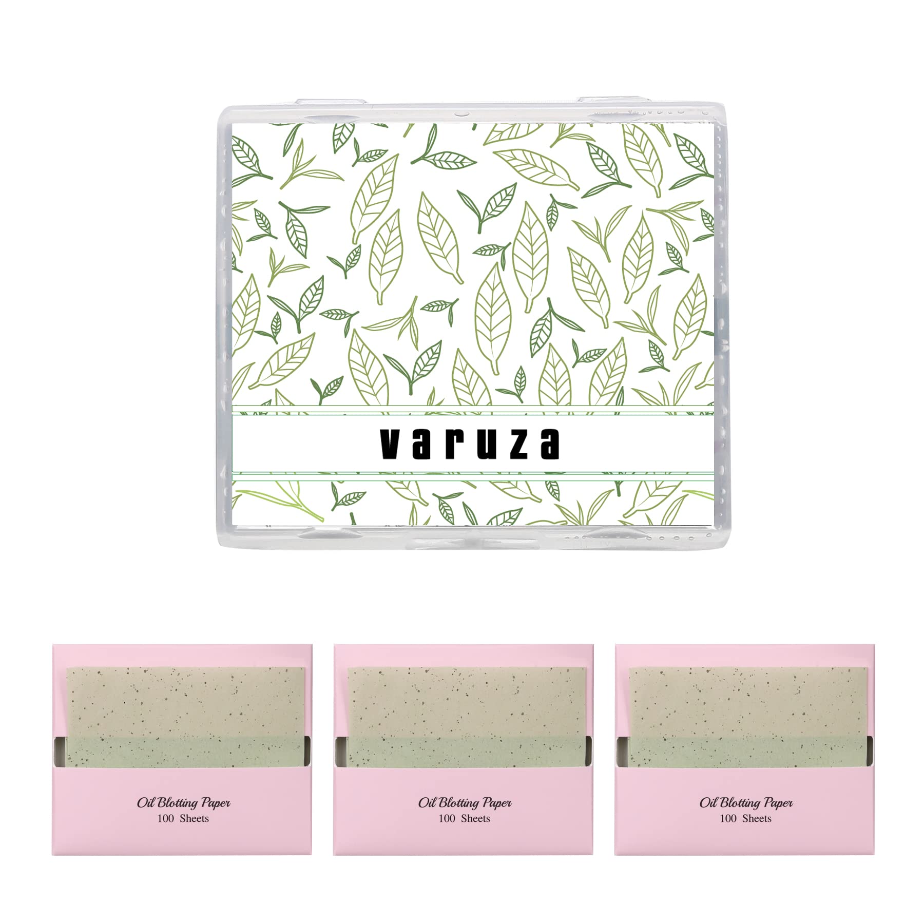 [varuza] Premium Natural Oil Blotting Paper with Mirror Case Must Have (400 Count (with Mirror Case), Green Tea)