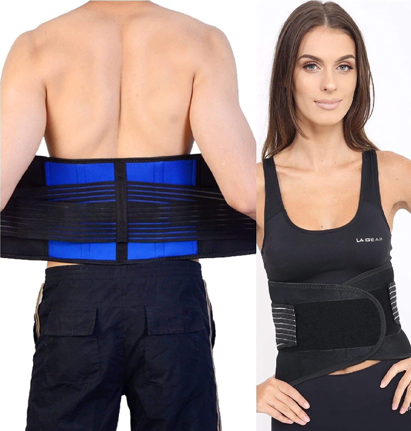 Body And BaseTM, Adjustable Neoprene Double Pull Lumbar Support Lower Back Belt Brace Pain Relief (Medium (72-86 cm)