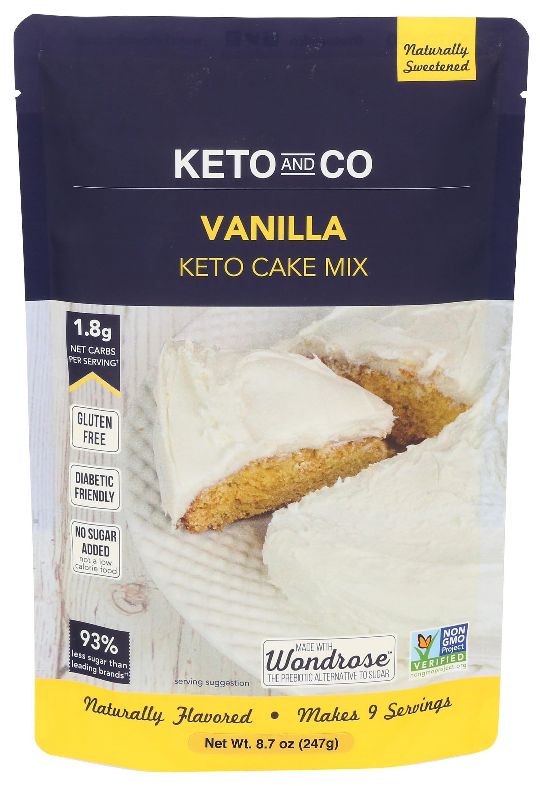 Vanilla Keto Cake Mix by Keto and Co | Just 1.8g Net Carbs Per Serving | Gluten Free, Low Carb, No Added Sugar, Naturally Sweetened | (Vanilla Cake)