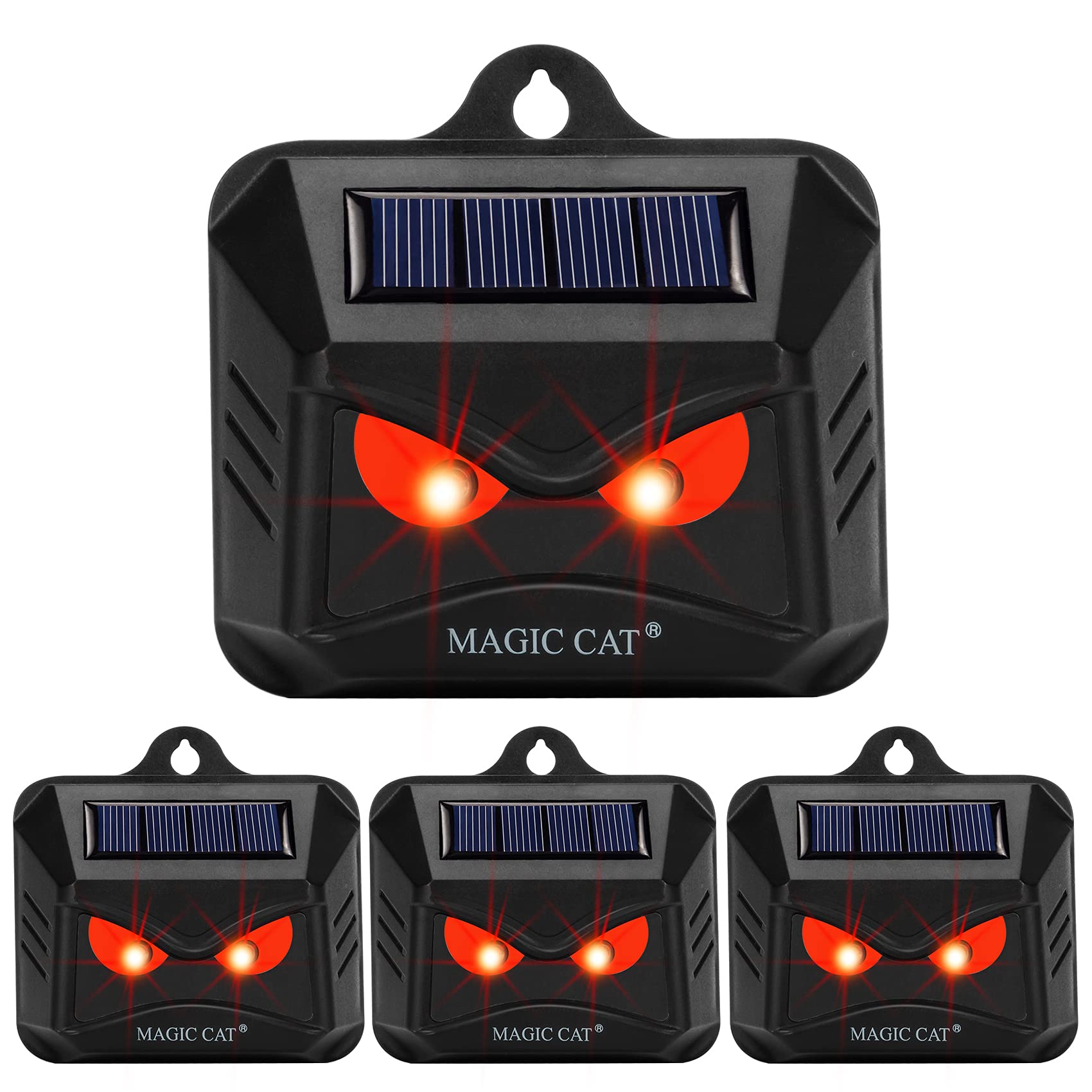 4 Pack Solar Animal Repeller Outdoor, 2024 Nocturnal Animal Predator Deterrent with Red Lights, Waterproof Skunk Deer Coyote Raccoon Squirrel Cat Repellent for Garden Yard Farm Chicken Coop