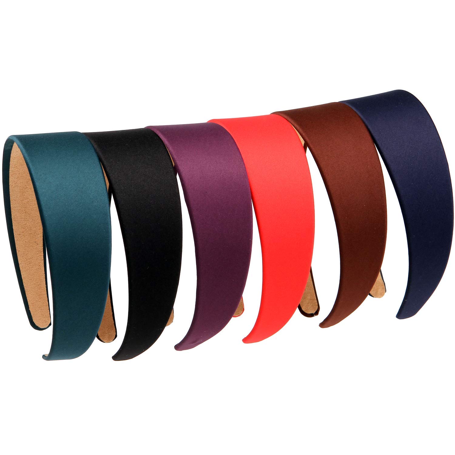 LONEEDY 6 Hard Headbands, 1.6 Inch/4CM Wide Non-slip Ribbon Hairband for Women(Mixed color)