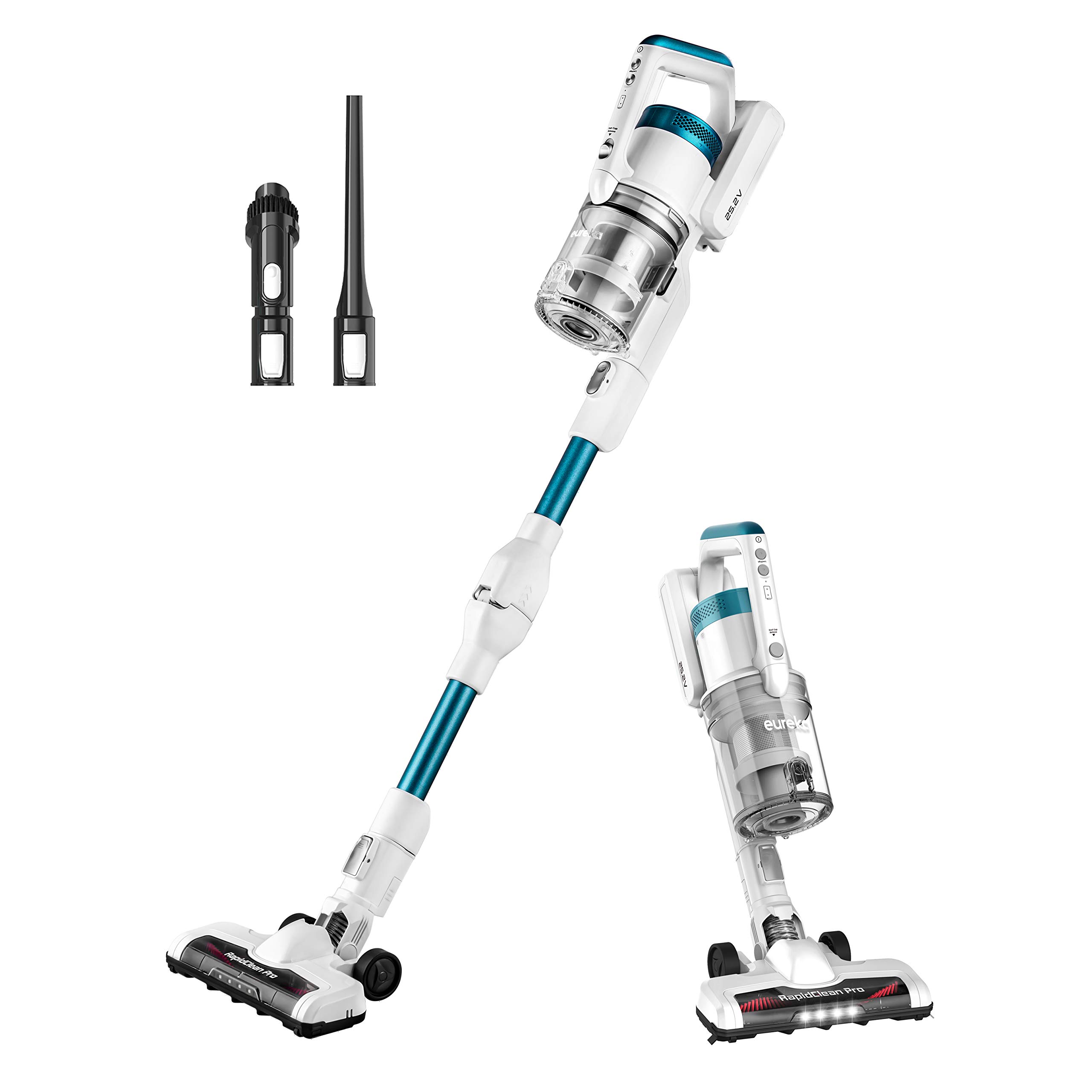 EurekaNEC185 Cordless Stick Vacuum Cleaner Convenient for Hard Floors, Rechargeable Handheld Vacuum Cleaner Portable with Powerful Motor Efficient Suction,White