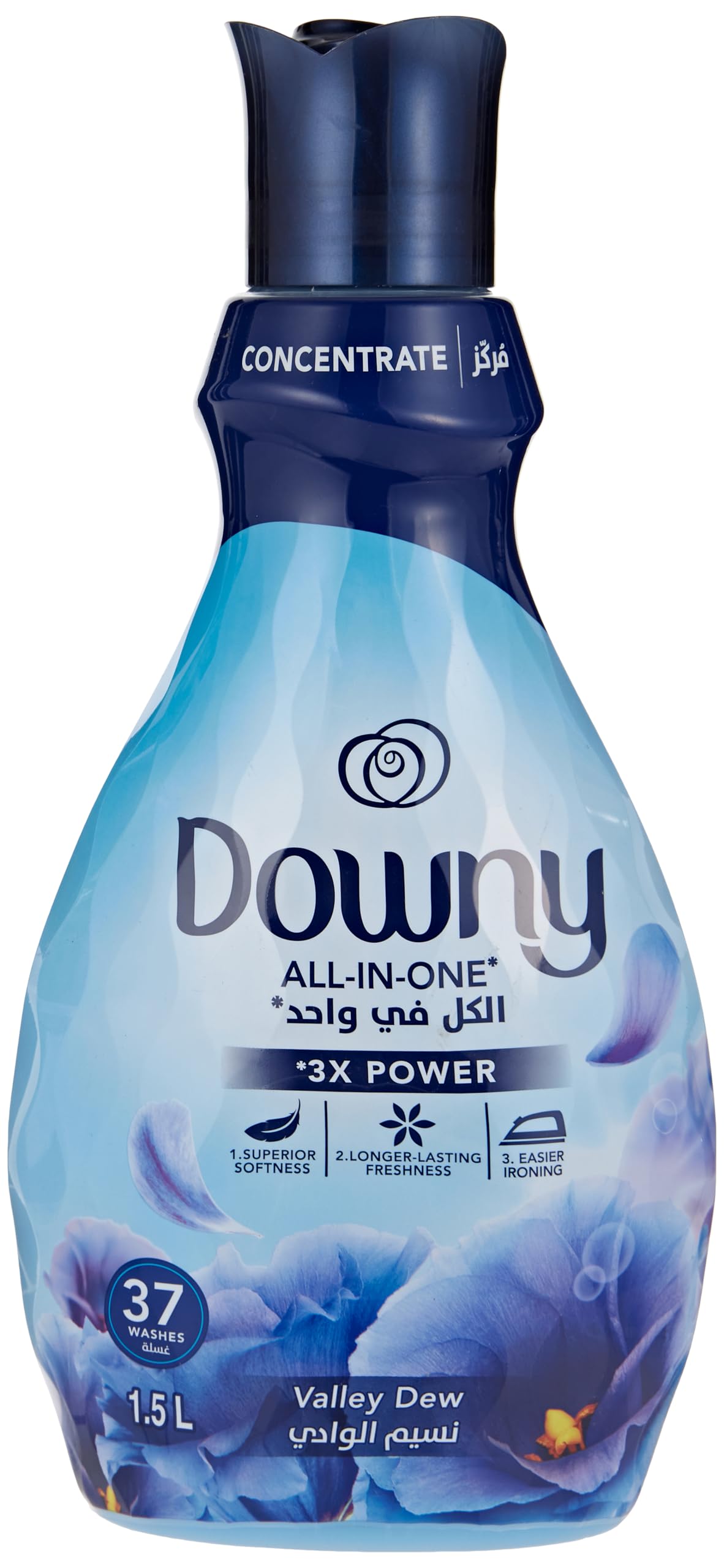 Downy Fabric Softener Concentrate, All-in-One, Valley Dew Scent, 1.5L