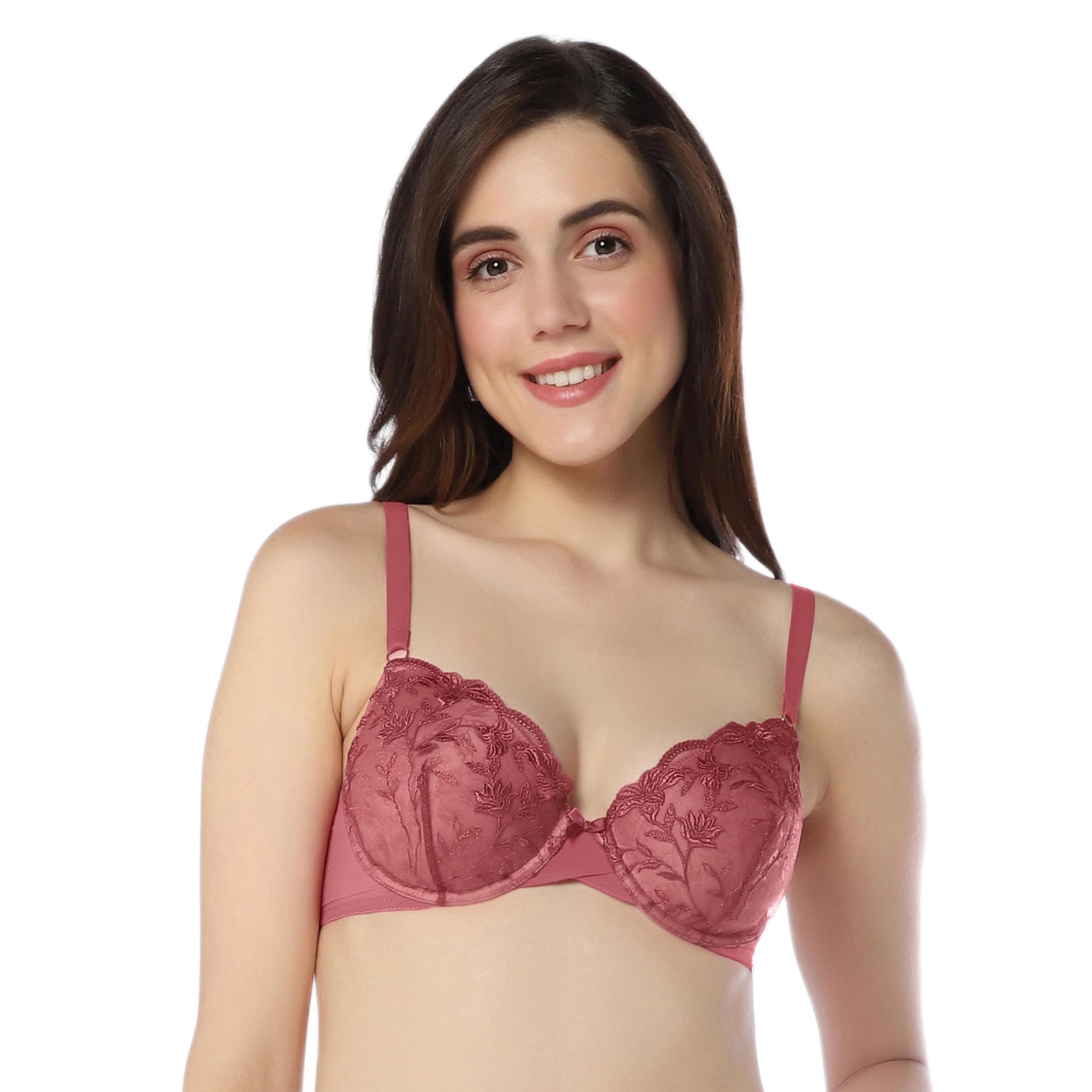 Amante Lace Padded Wired Demi Coverage Sheer Luxe Bra