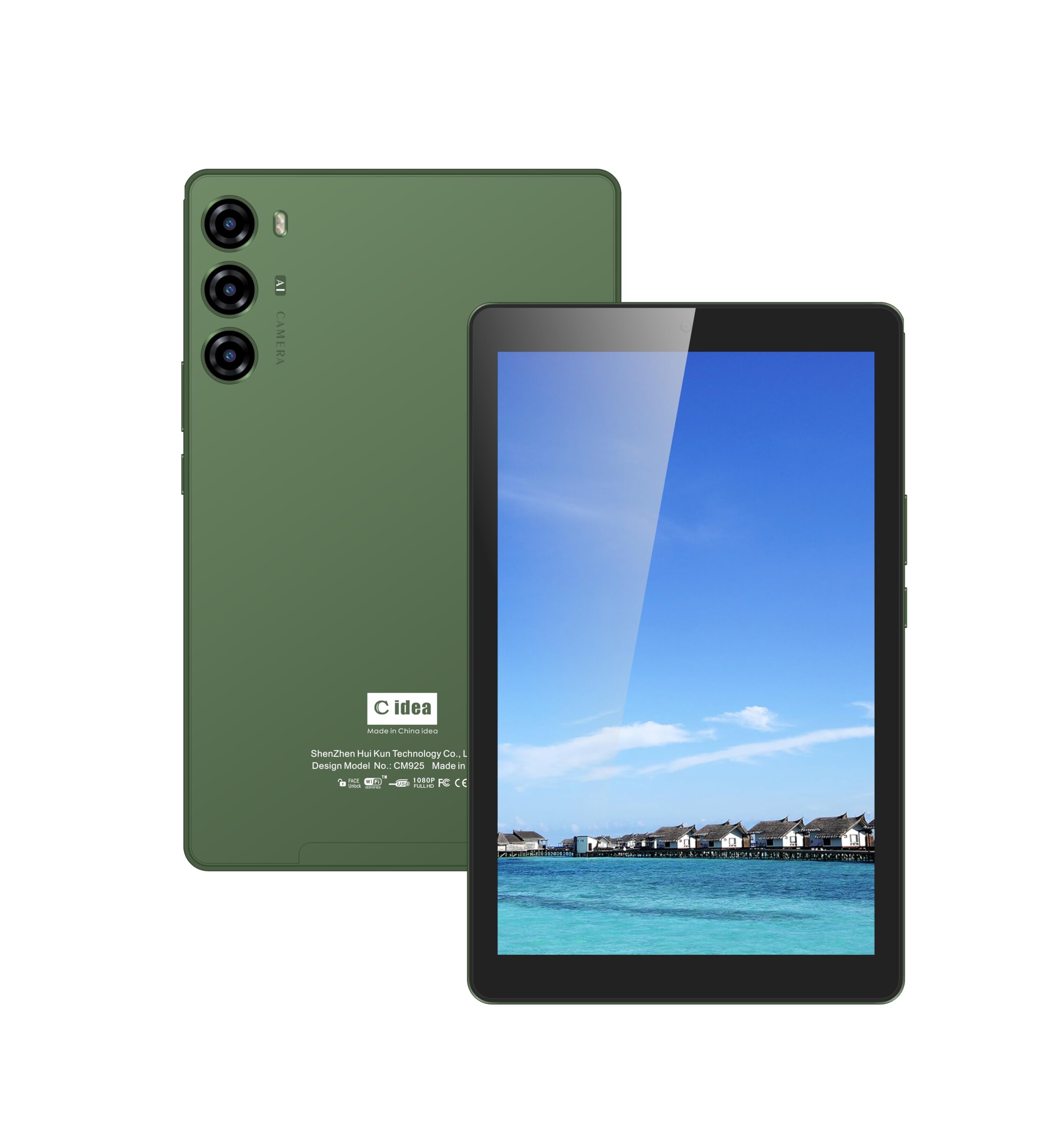 C idea9" Smart Tablet PC CM925 - Android Kids Tab IPS Display Single SIM 5G LTE Wifi Zoom and Tiktok Supported with Protective Case and Wireless Airpod (Green)