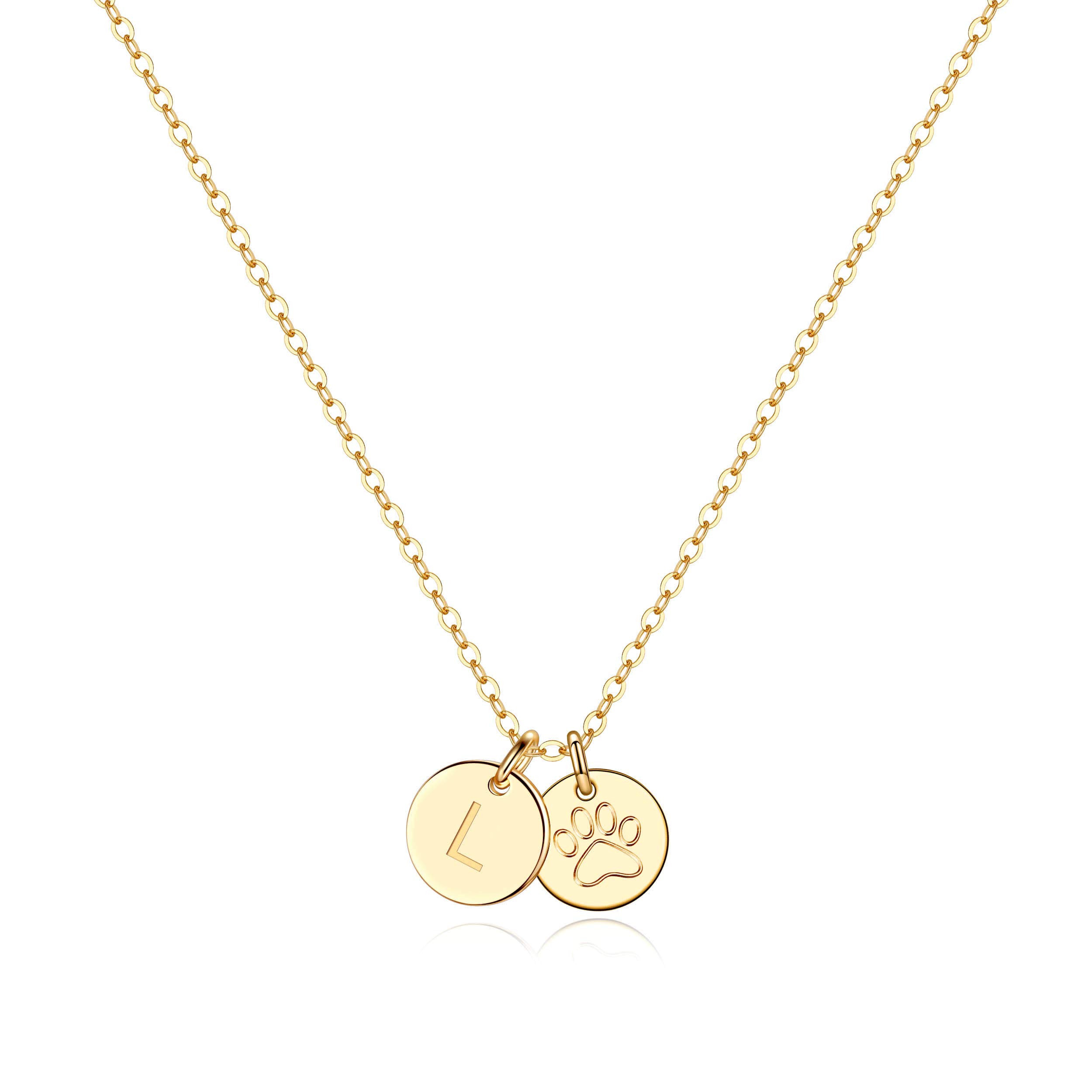 Dog Mom Gifts for Women Necklace, 14k Gold Filled Dog Mom Gifts Letter Initial Necklace Women Girls Alphabet Disc Puppy Paw Print Necklace Pet Dog Lovers Gifts for Dog Mom