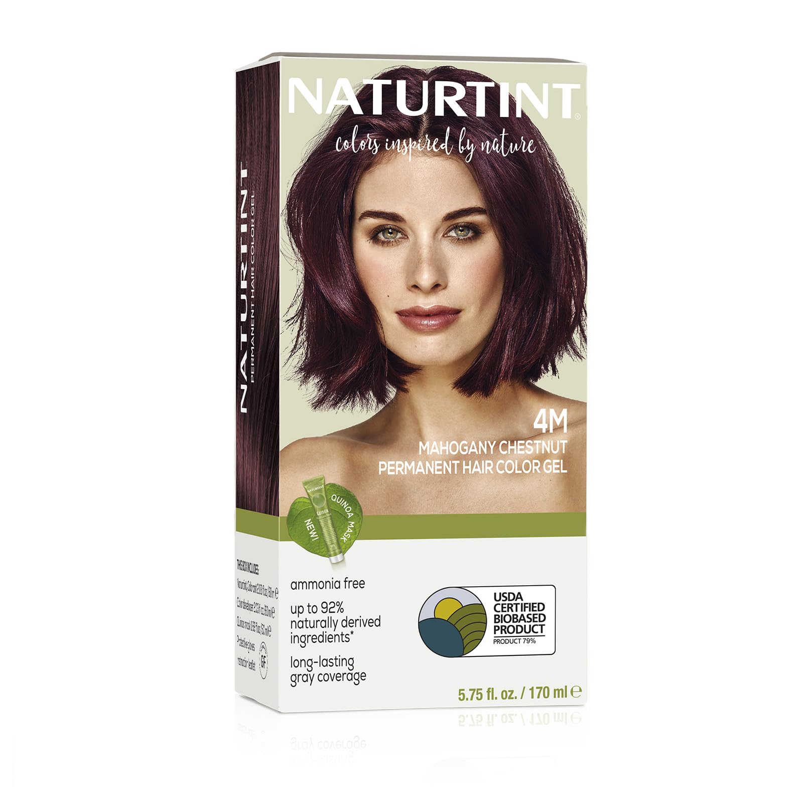 Naturtint Permanent Hair Color | Ammonia Free Hair Colour Gel | 92% natural ingredients | USDA Certified Biobased | 100% Grey Coverage Long Lasting Hair Colour Vegan 170 ml - 4M Mahogany Chestnut