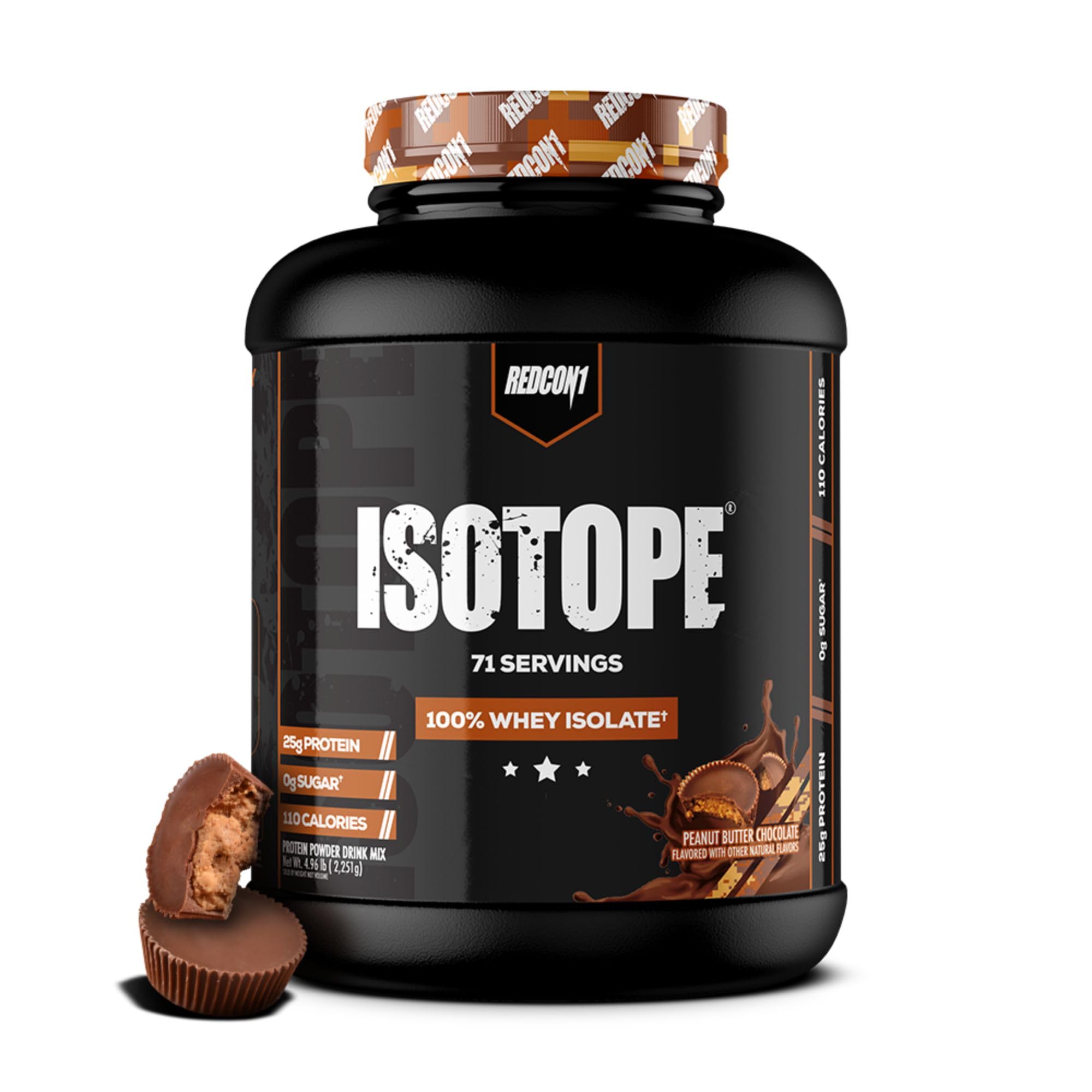 REDCON1 Isotope 100% Whey Isolate, Peanut Butter Chocolate - Keto Friendly Whey Protein Powder - Low Carb + Zero Sugar Whey Protein Isolate - Keto Protein Powder (71 Servings)