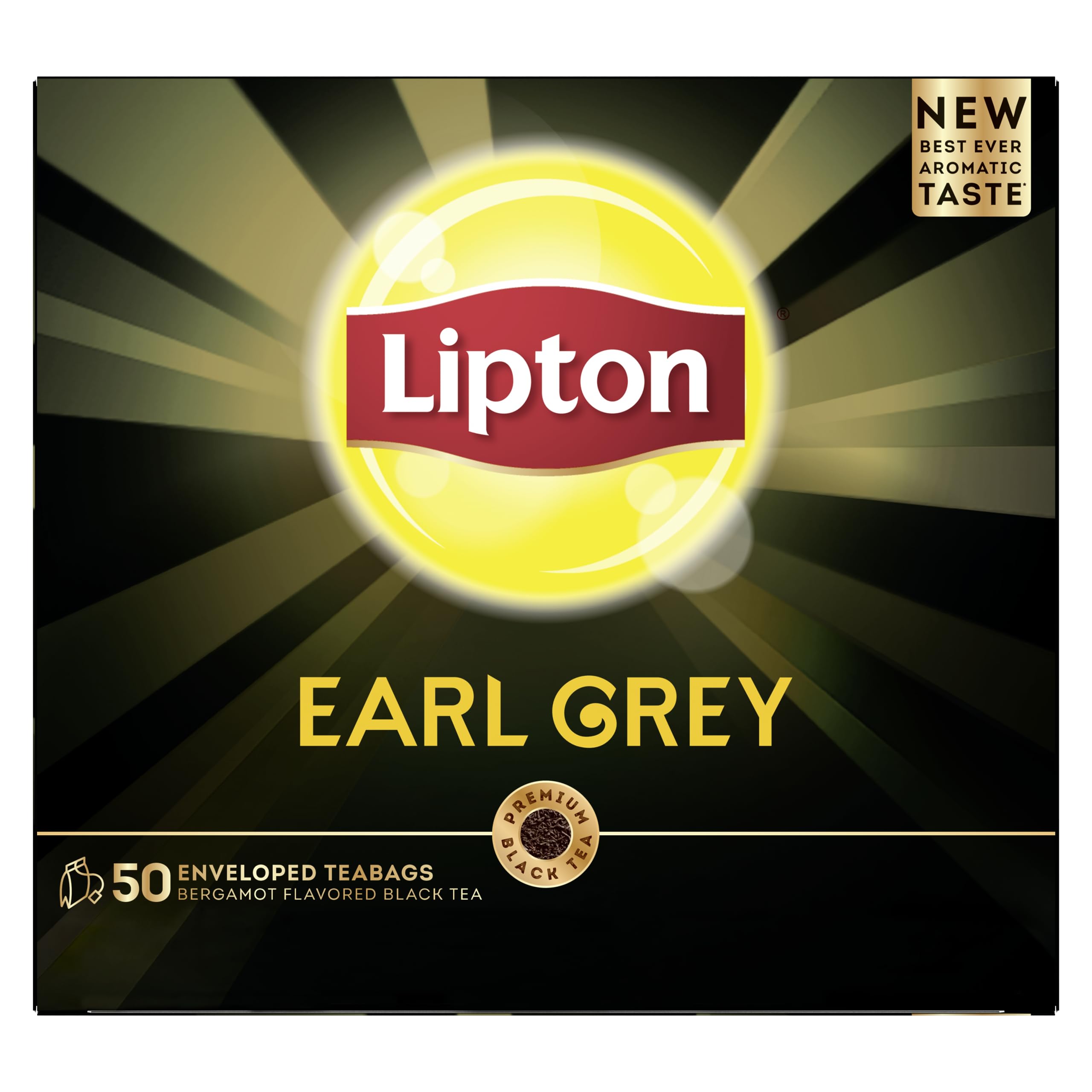 Lipton Earl Grey Tea, 50 Tea Bags, Smooth Aromatic Taste and Citrus Notes Tea, Bergamot Flavored Black Tea