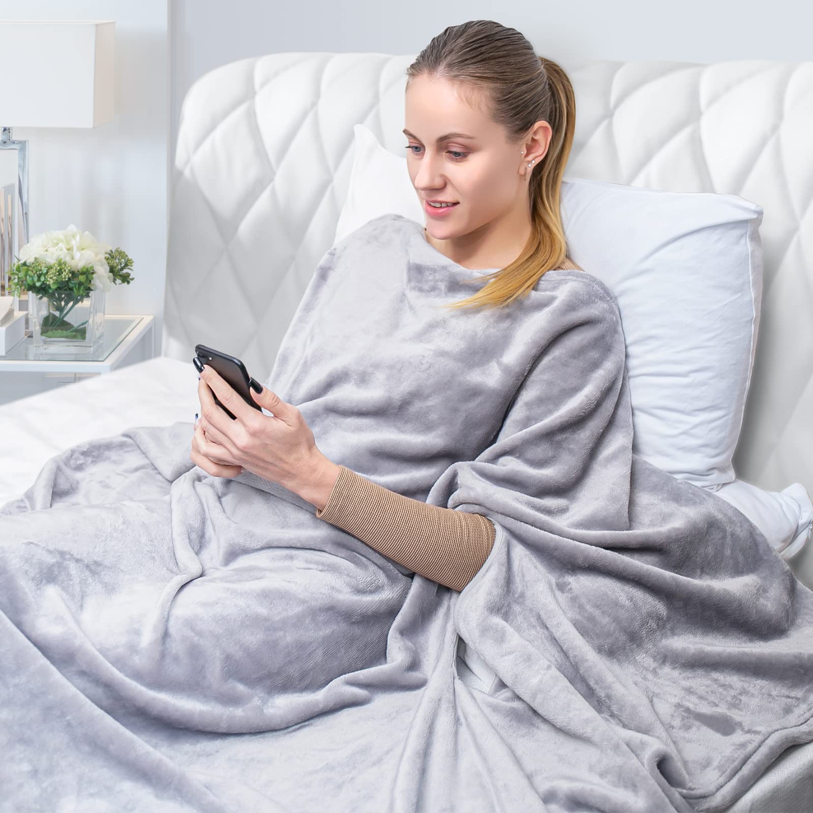 ElegearWearable Hug Throw Blanket - Lazy Phone TV Blanket Keep Your Hands Free, Couch/Sofa/Bed Fleece Blanket, Soft Cozy Fuzzy Wrap Blankets Unique Christmas Birthday Gifts for Adult/Kids - 80"x60"