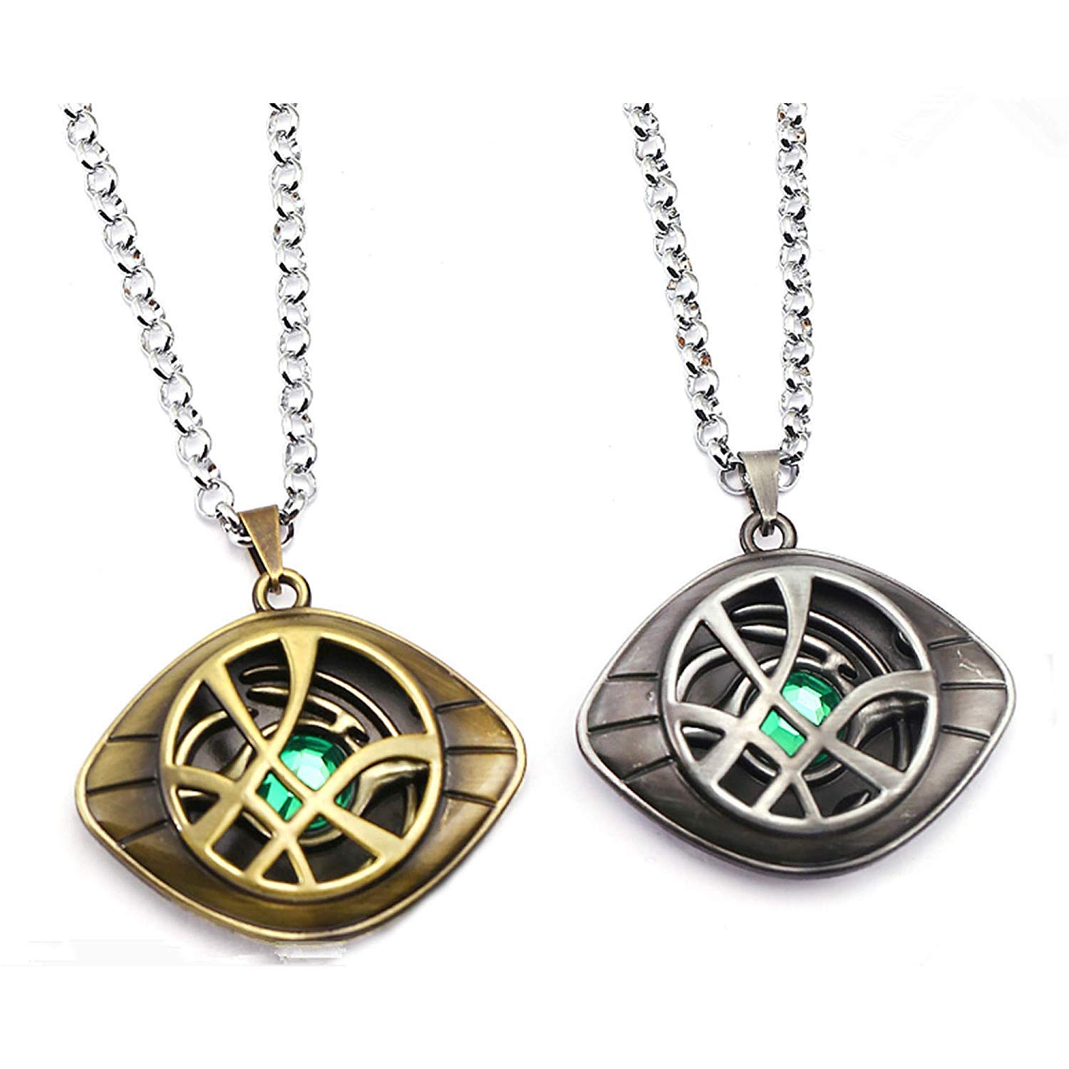 HUAWELL 2 Piece Doctor Strange Necklace Eye of Agamotto Costume Prop Stone Pendant