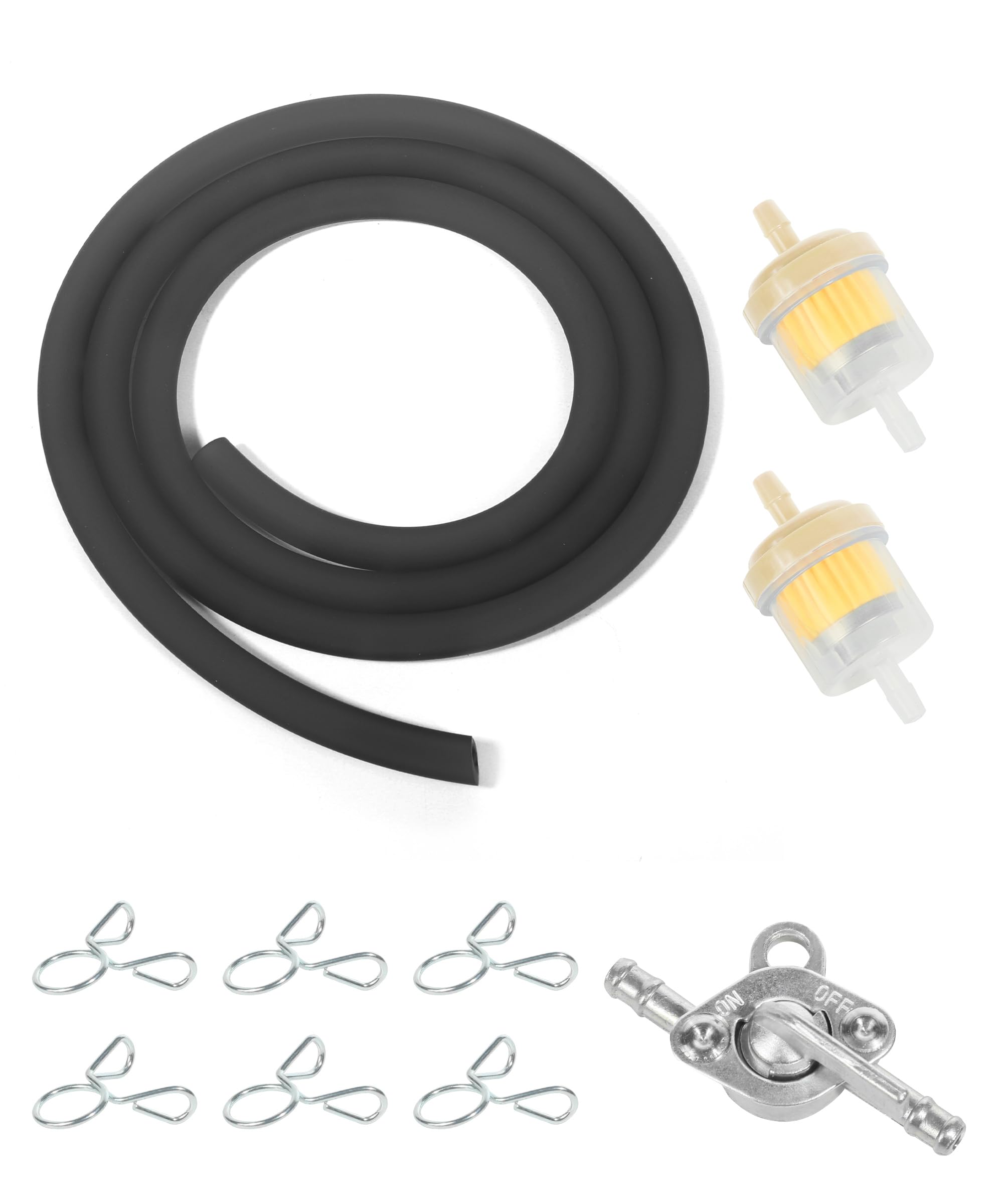 RACOONA Gas Line Hose,Car Accessories Fuel Line Hose Kit,Fuel Line Hose Clamps Fuel Filters with Inline Shut Off Valve Petcock Set for 50cc 70cc 90cc 110cc 125cc 150cc ATV Dirt Pit Bike (Black)