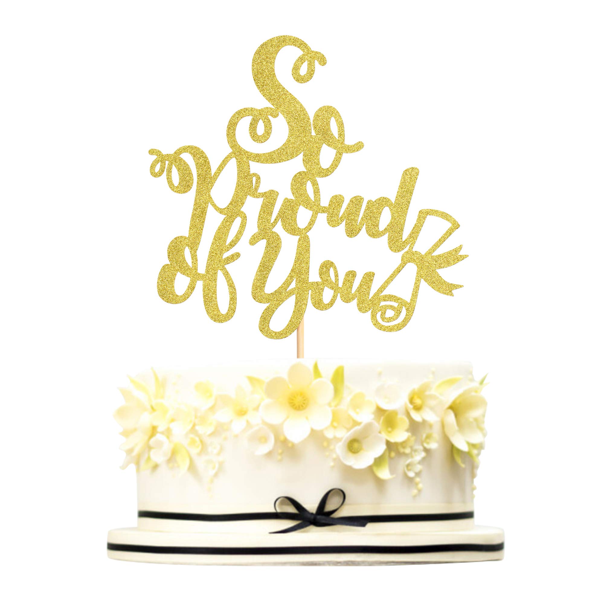 Blumomon Gold Glitter So Proud of You Cake Topper Graduation Cake Topper Happy Graduation Cake Decoration You Make It and We are So Proud of You Party Decoration Supplies