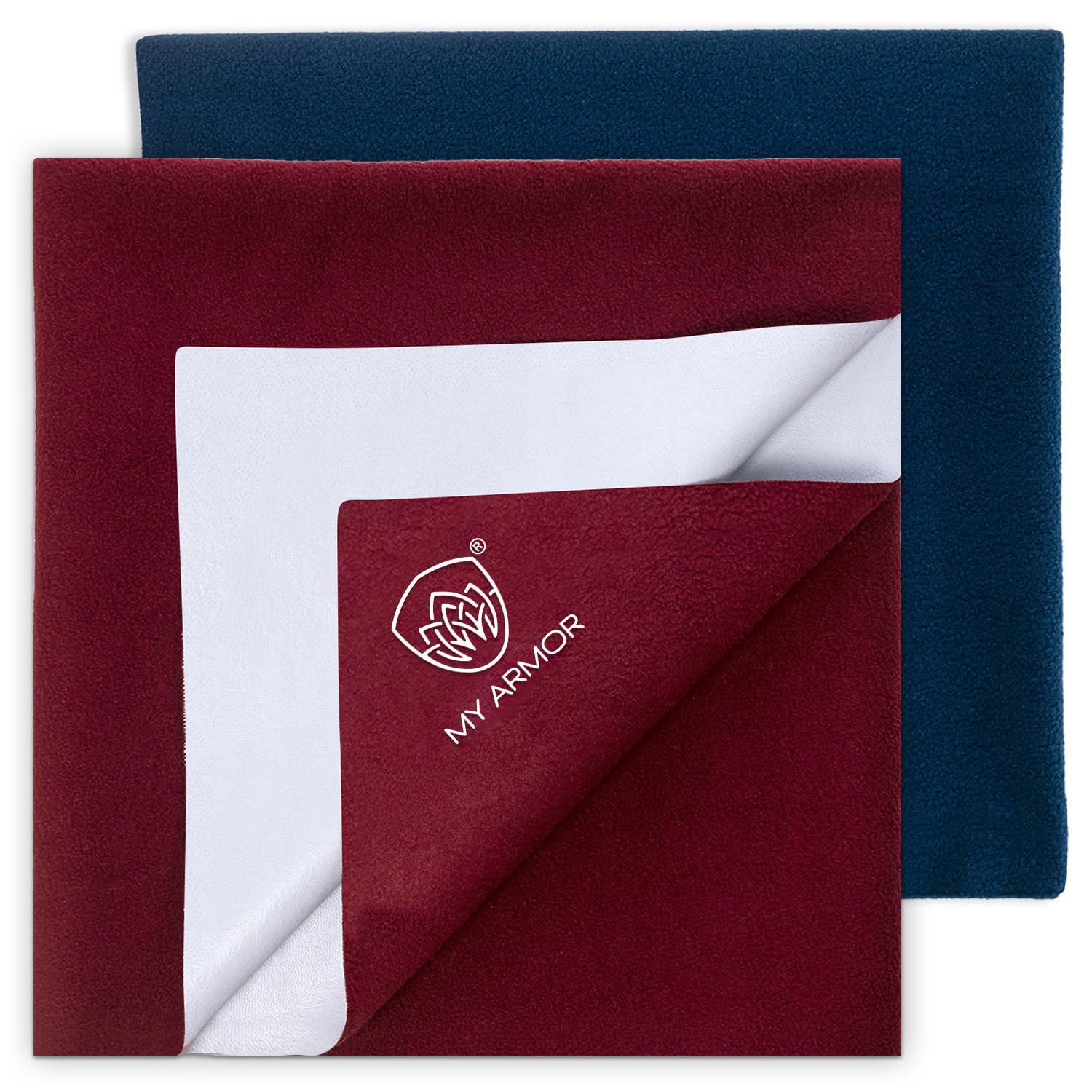 MY ARMOR Baby Dry Sheet/Mattress Protector (Waterproof/Quick Drying/Extra Absorbent/Reusable) - Pack of 2 (Medium (70cm x 100cm), Maroon & Royal Blue)