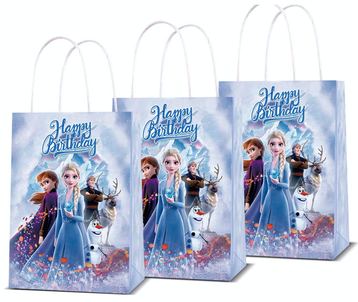 Eazyco Froze Birthday Party Supplies, Favor Goodie Gift Bags for Frozen 2 Theme Party, Double Sided Printed Ideal for Kids Birthday Party Decorations Favors (12 PCS)