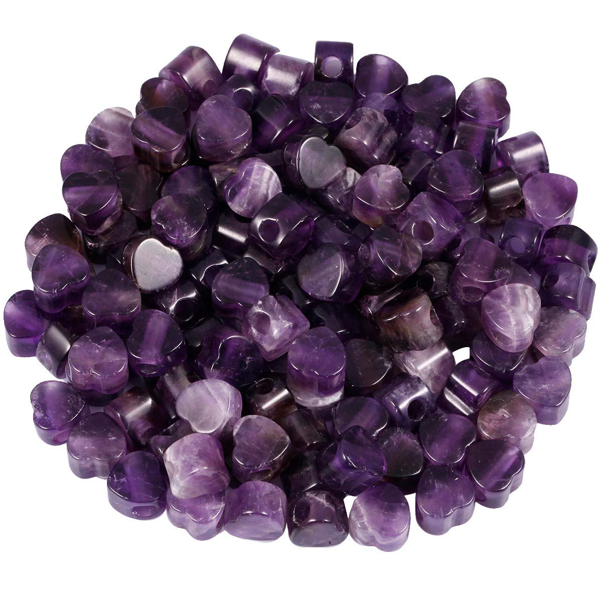 SUNYIK Amethyst Heart Shape Large Hole Loose European Bead fits Charm Bracelet Jewelry Makings,14x14mm, Pack of 15