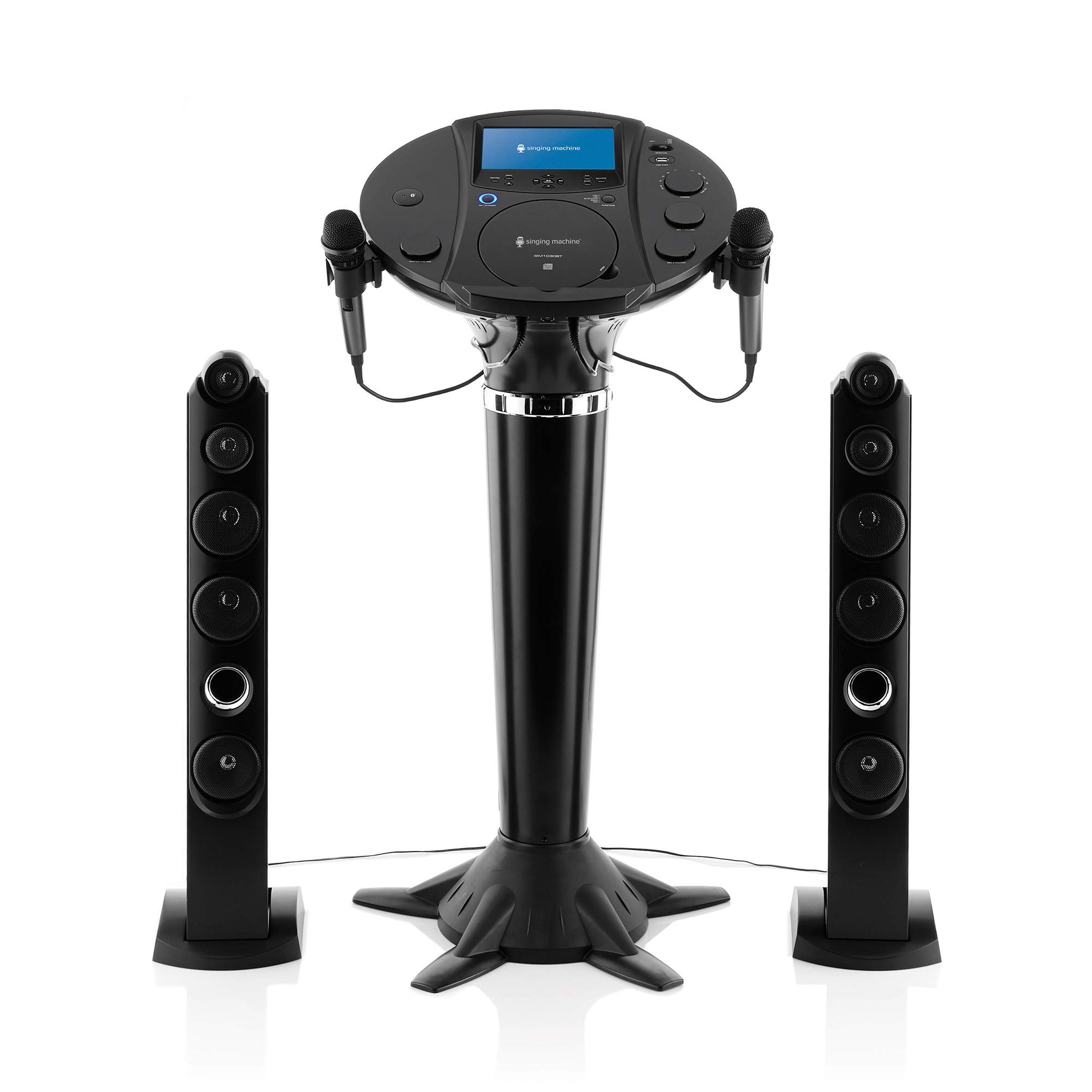 Singing Machine iSM1030BT Bluetooth Karaoke Pedestal, Karaoke Machine with Speakers, Black