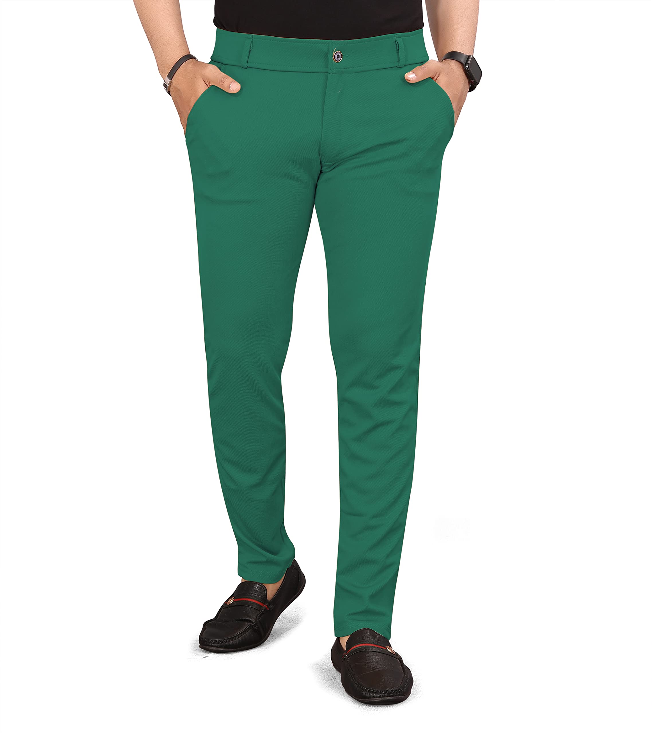 VIRADIYA ENTERPRISEMen's Straight Casual Cotton Lycra Power Stretch Trousers Pant