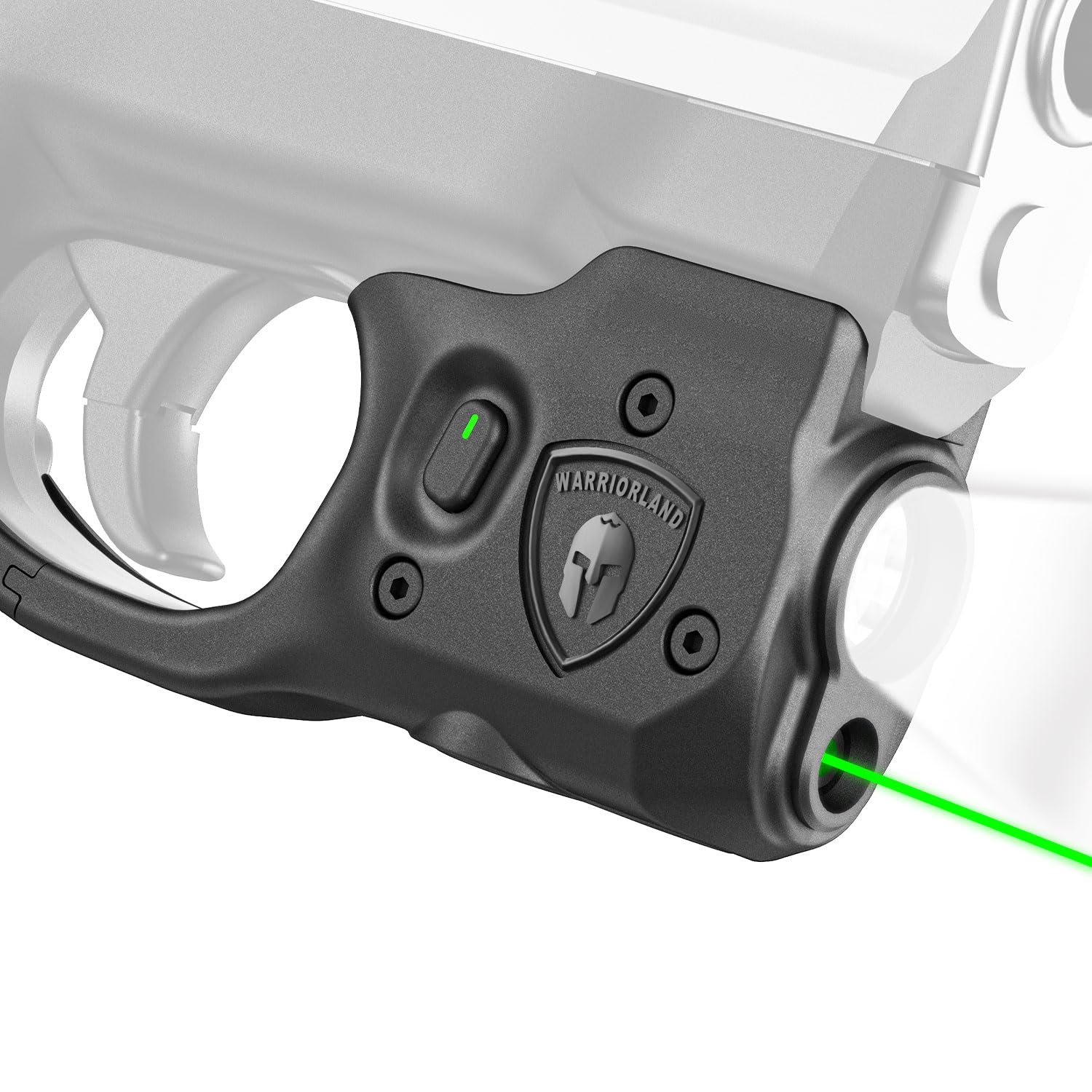 WARRIORLAND Pistol Light Laser Combo Fits S&W M&P 9 /.40 Shield M2, Compact 150-Lumen Trigger Mounted Tactical Weapon Light with Green Laser & White LED, Power Indicator & 3 Light Modes, SLL-102G