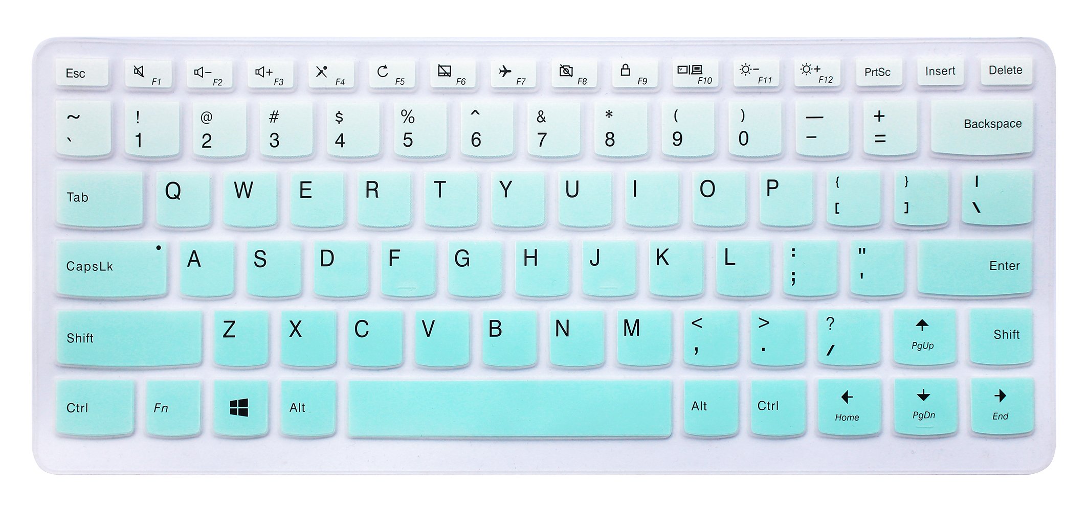 Silicone Keyboard Cover Skin for Lenovo Yoga 710 14", Yoga 710 15.6" 15", Flex 4 14", ideapad 110 14", ideapad 310s 14", ideapad 510s 14" Laptop (Ombre Mint Green)