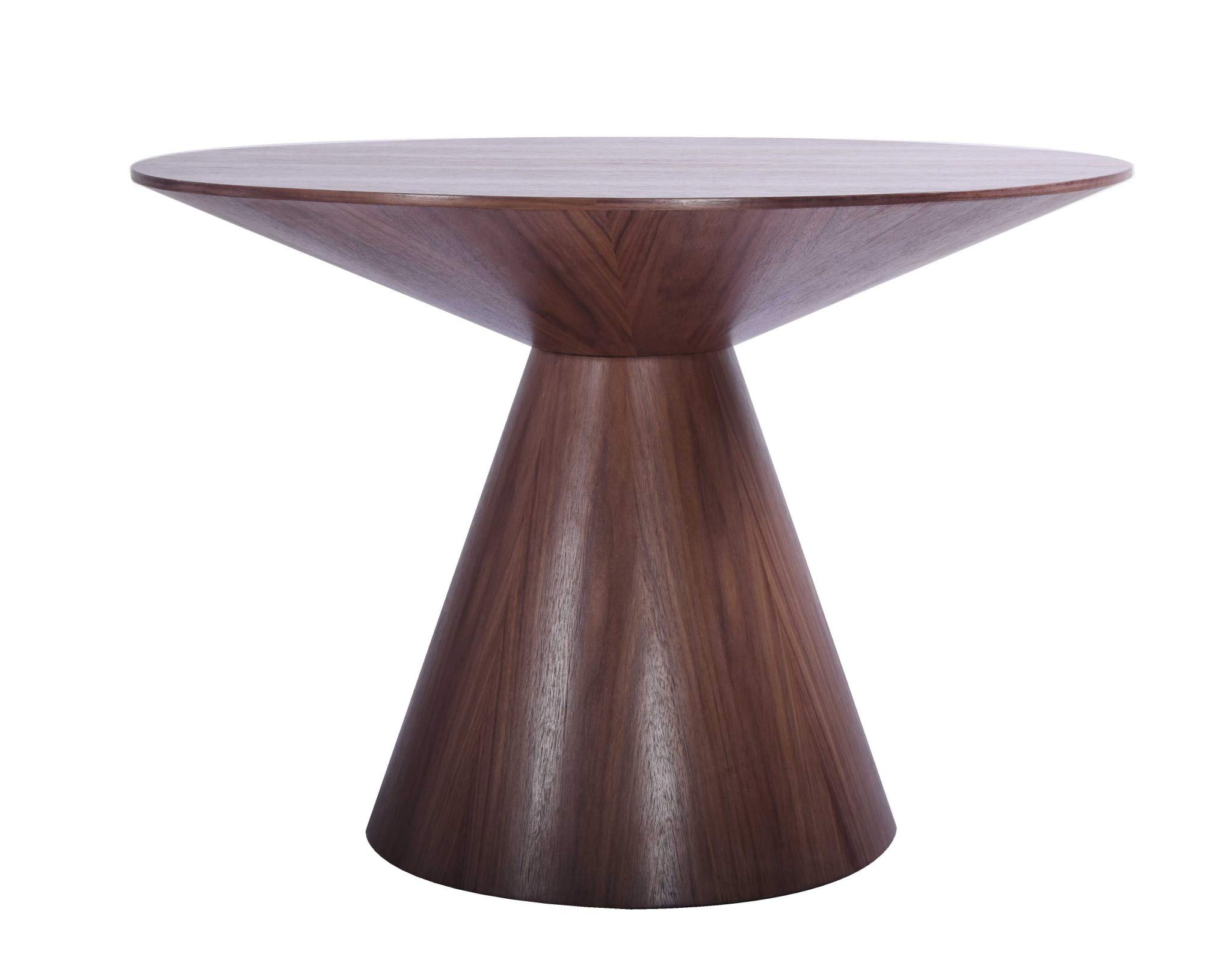 HomeRoots47" Brown Rounded Solid Wood Pedestal Base Dining Table